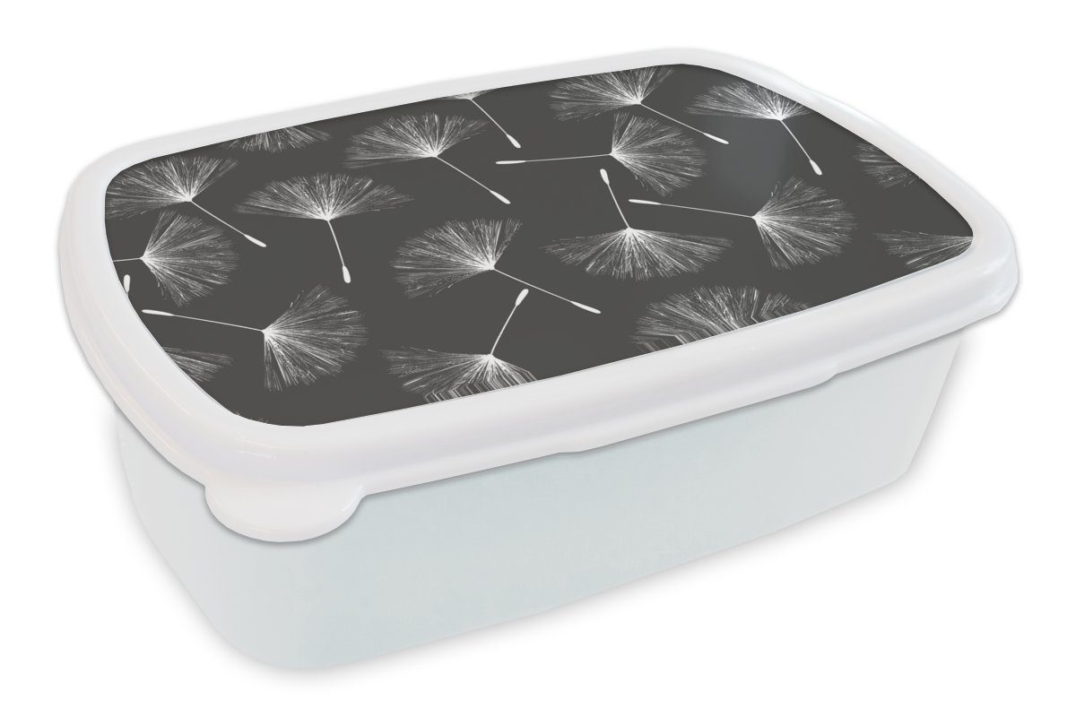 MuchoWow Lunchbox Design - Löwenzahn - Pflanze, Kunststoff, (2-tlg), Brotbox für Kinder und Erwachsene, Brotdose, für Jungs und Mädchen weiß