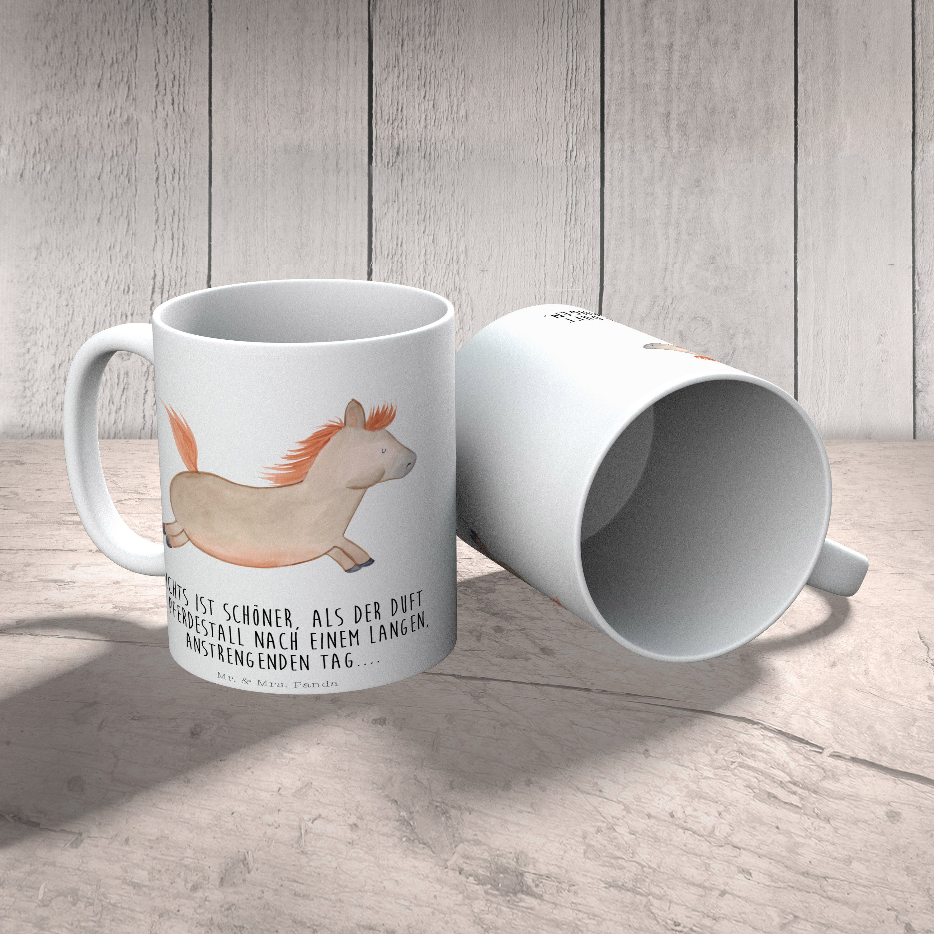 Tasse Keramik Pferd Tasse, - Mrs. - Panda springt & Mr. Porzellantasse, Weiß Geschenk Geschenk, Pfer,