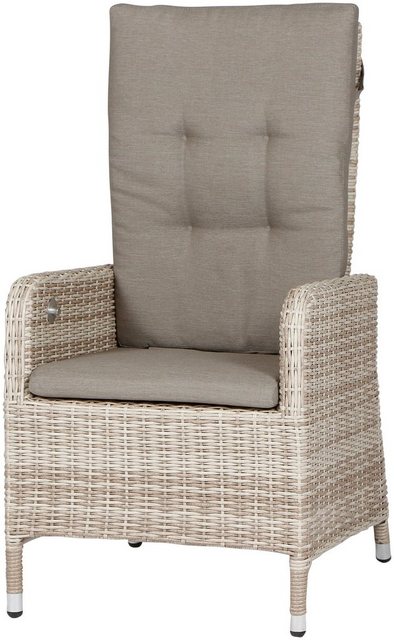 SIENA GARDEN Gartensessel Cando, Alu/Polyrattan, verstellbar, creme, inkl. Auflage