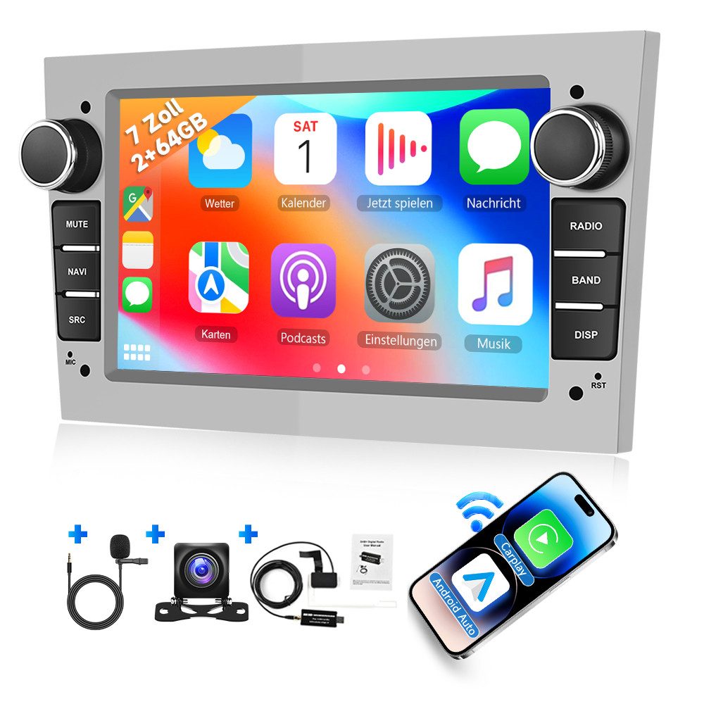 Hikity 7" 2 Din Android 15 Autoradio für Opel Astra/Vectra/Zafira Autoradio (Digitalradio (DAB), 2GB+64GB, Carplay & Android Auto & Mirror Link GPS)