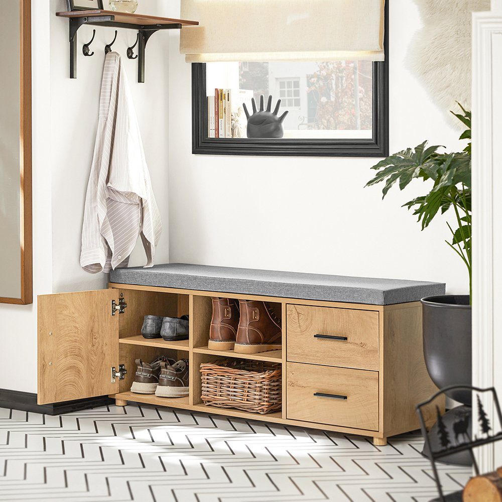 SoBuy Schuhbank FSR148, Schuhschrank mit Sitzbank, Schuhbank mit Sitzkissen, Sitzbank mit Stauraum Schuhregal Dielenbank Schuhtruhe Sitzkommode