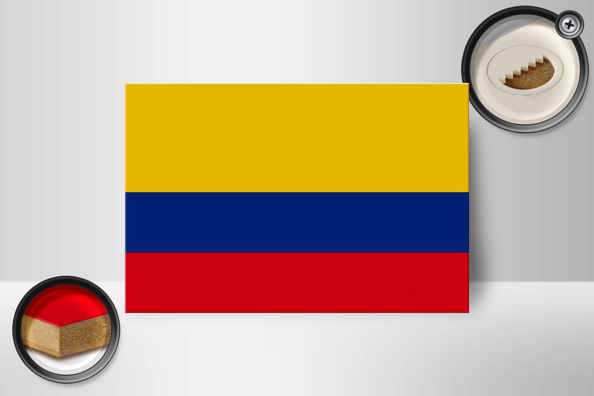 Femer GmbH Holzbild Flagge Kolumbiens 18x12 cm Flag of Colombia, Flaggen (1 St), Glatte Holzfaserplatte (MDF), vorn beschichtet