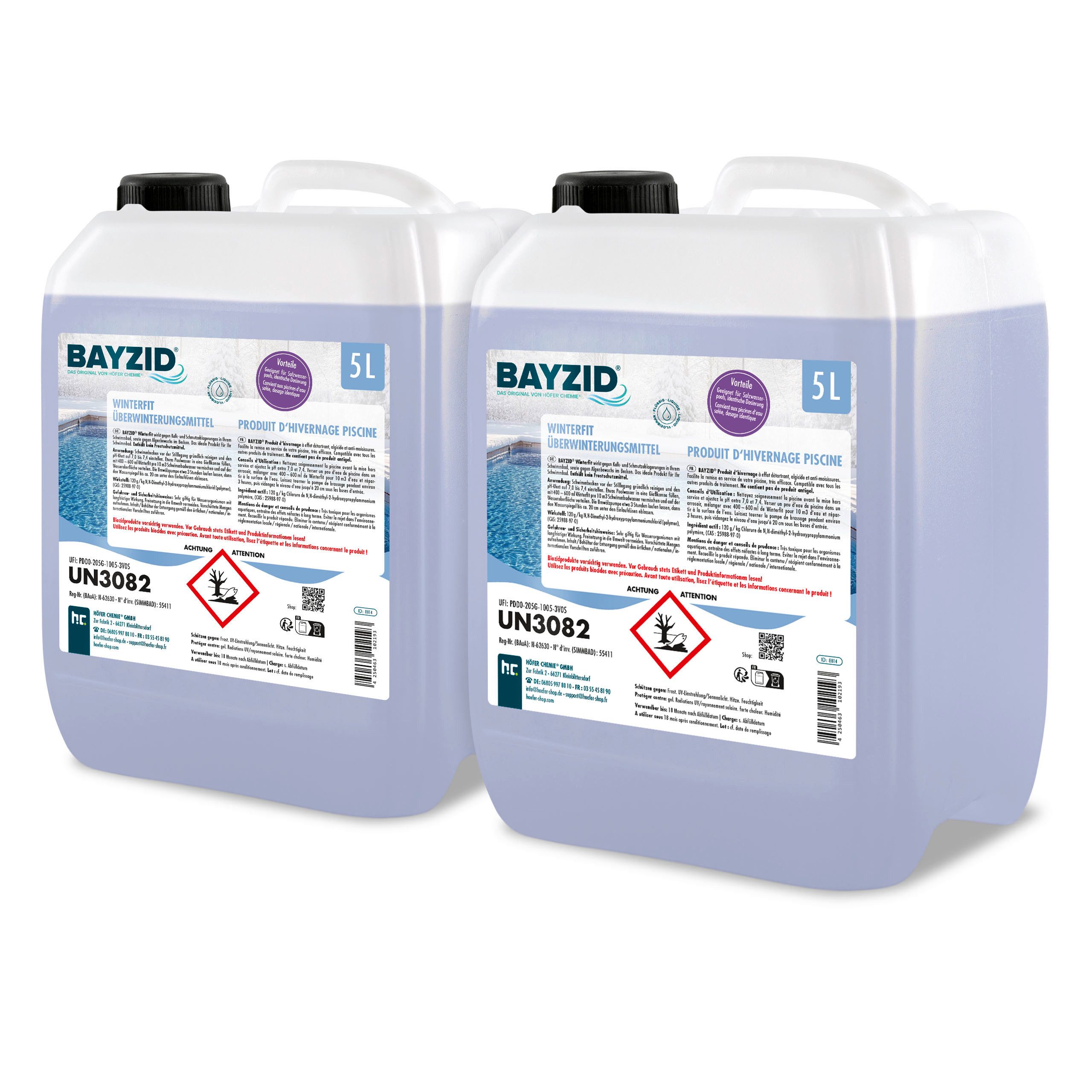 Höfer Chemie GmbH Poolpflege 2x 5 L BAYZID® Winterfit Überwinterungsmittel, Schützt das Poolwasser in der Winterpause vor Algen und Ablagerungen