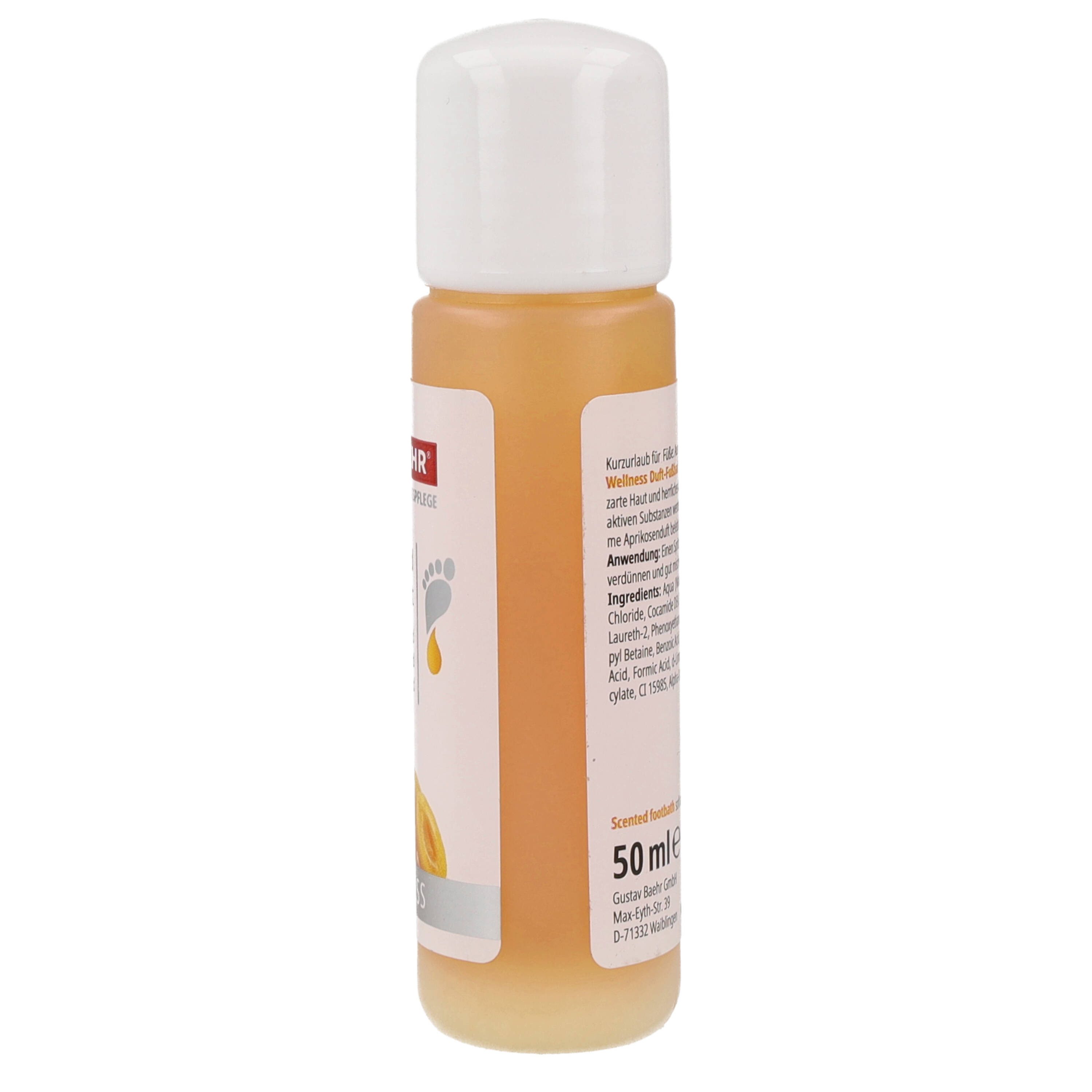 Pedibaehr Fußbad-Zusatz Pedibaehr Wellness Duft-Fußbad Soft Apricot 50ml, 1-tlg., reinigend & pflegend, Aprikosen-Duft