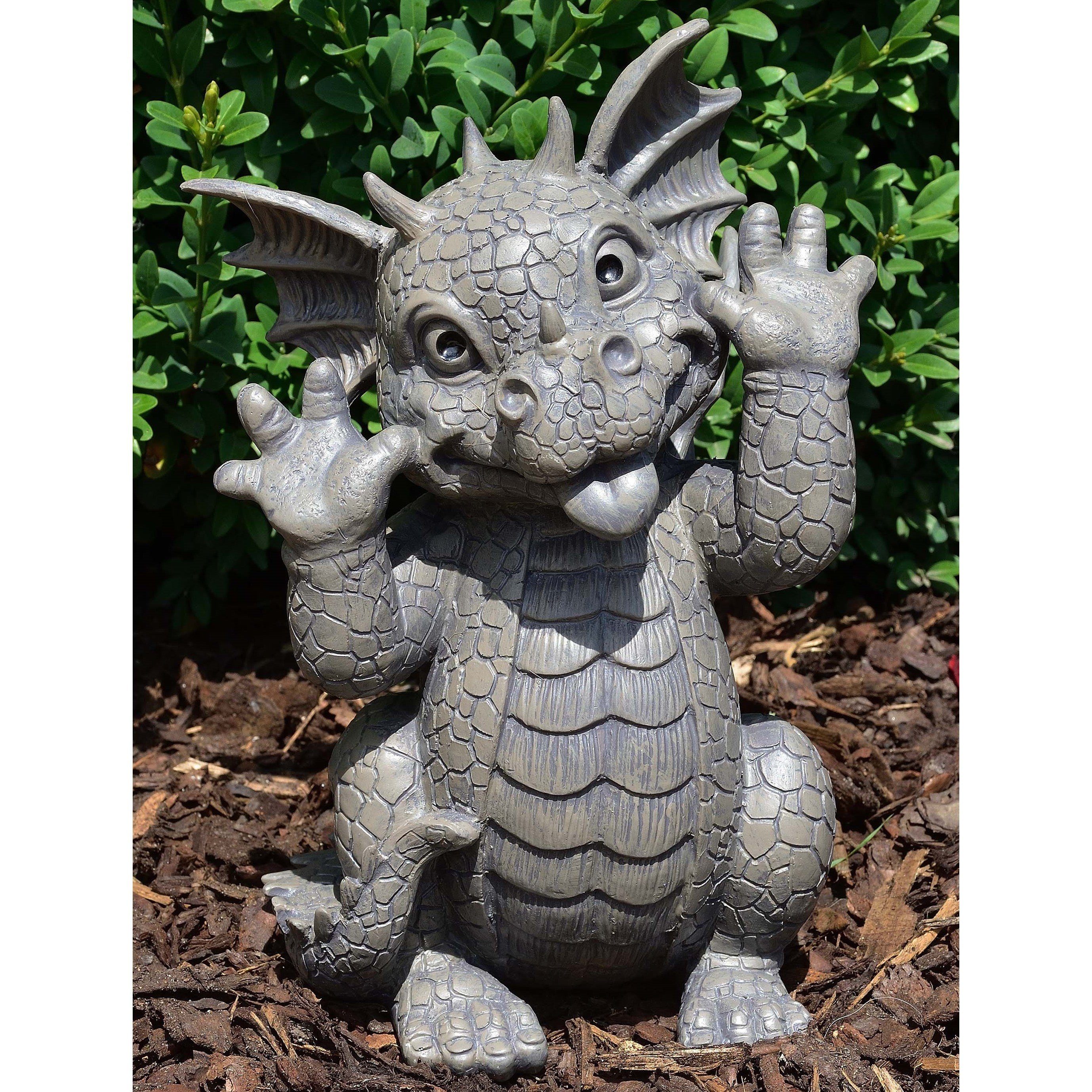 MystiCalls Gartenfigur Gartendrache "Got you" - Garten, Dekoration, Gartendekoration, (1 St), Handgearbeitet und handbemalt