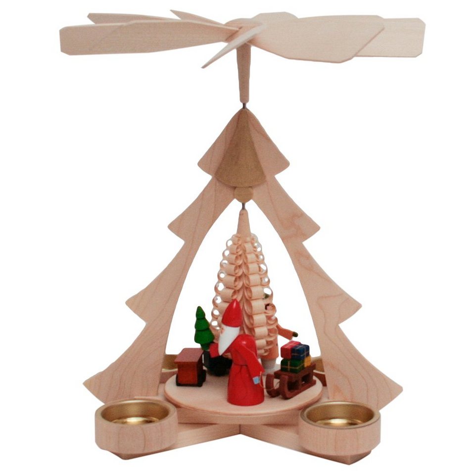 Volkskunst Zenker Weihnachtspyramide Pyramide Weihnachtsmann, Echt  Erzgebirge - Holzkunst mit Herz