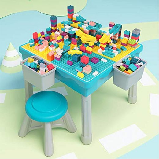 Wenta Spieltisch »Kinder Aktivitätstisch mit Stuhl, Kinderschreibtisch mit Stauraum, Bausteinen Spielzeug für Kinderzimmer und Kindergarten«, Tischset mit 1 Stuhl, 200 Stücke Blocks, 2 Aufbewahrung Box