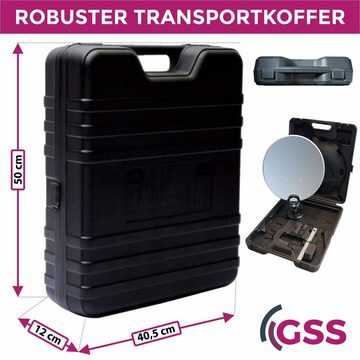 GSS Camping Koffer Set mit Receiver SAT-Antenne (Single LNB, Receiver, 12V KFZ Kabel, 10m Kabelring, uvm)