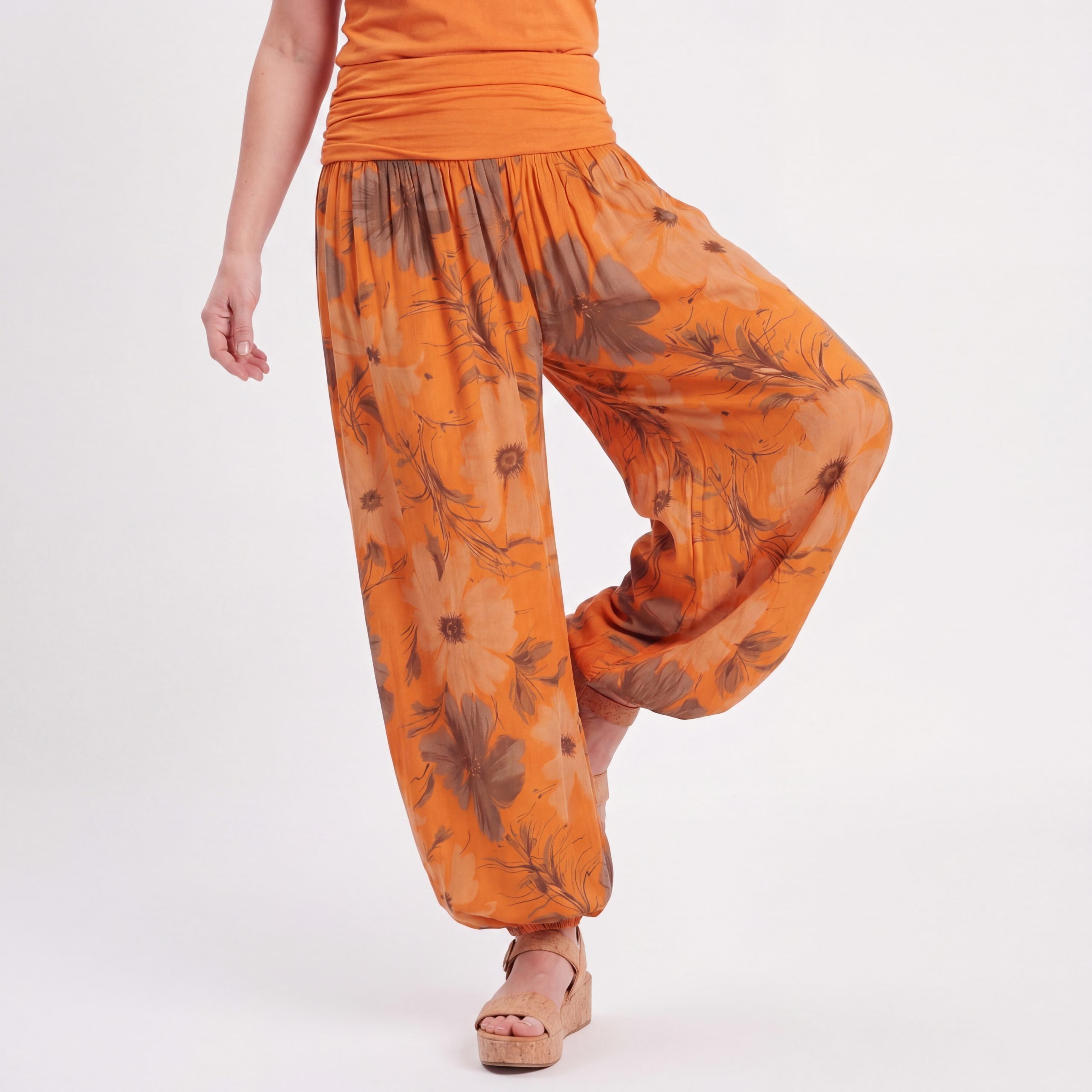 OriginalYou Haremshose Sommerhose luftig und leichte Pumphose für Damen mit elastischem Bund, sommerliches Design, Middle Waist