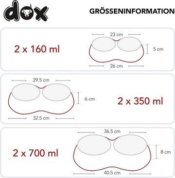 DDOXX Futternapf Doppel-Fressnapf, rutschfest, kleine & große Hunde, Edelstahl, Melamin, Langlebig,Robust,Rutschfest