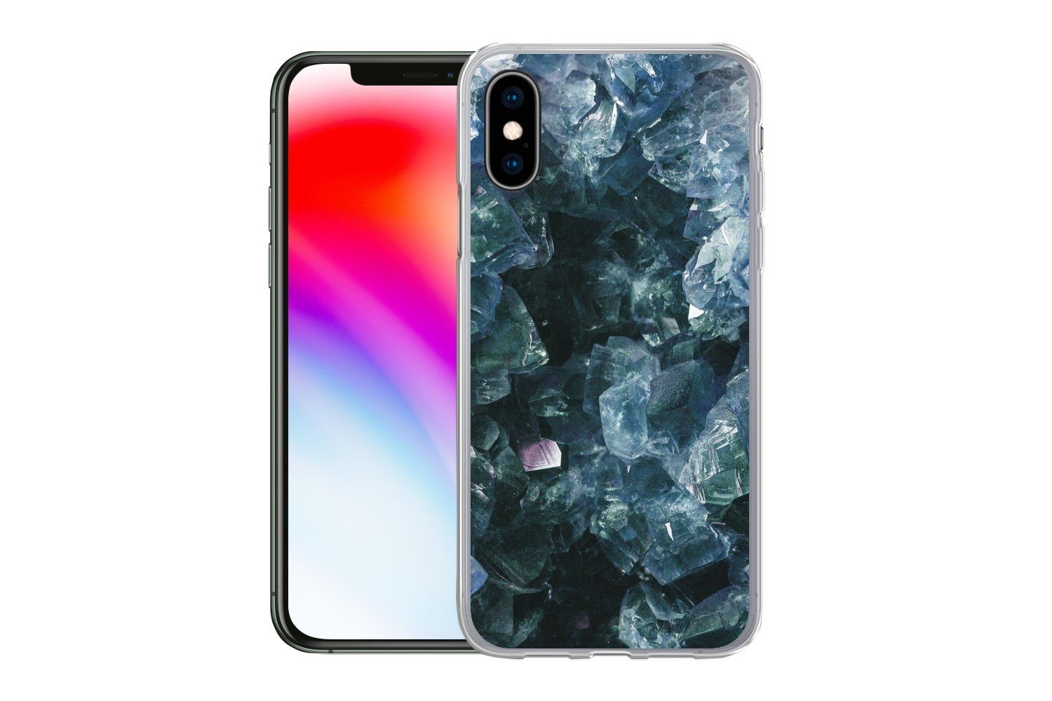 MuchoWow Handyhülle für Apple iPhone X Edelsteine und Mineralien - Kristall - Naturstein, Smartphone-Bumper, Print, Handy Schutzhülle Dünn