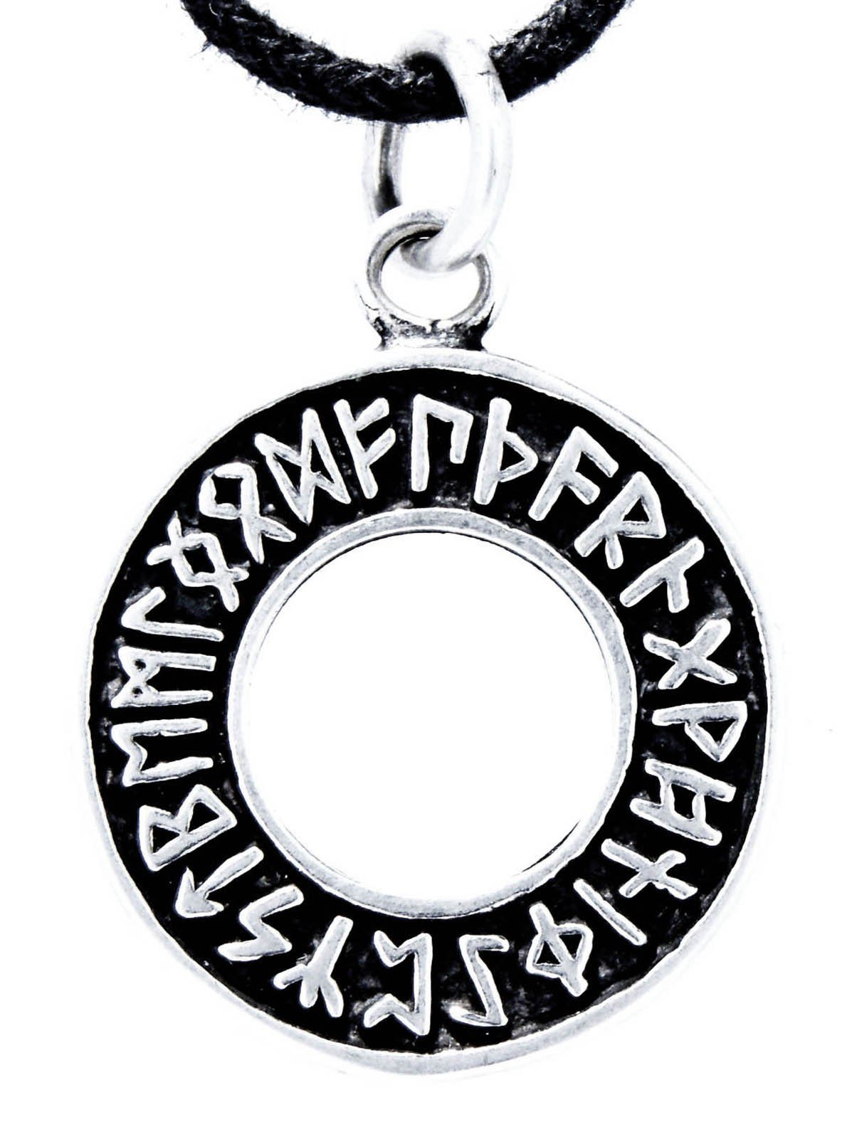 Kettenanhänger Runenring 925 Silber Anhänger Kette Runenkreis Rune Wikinger Futhark