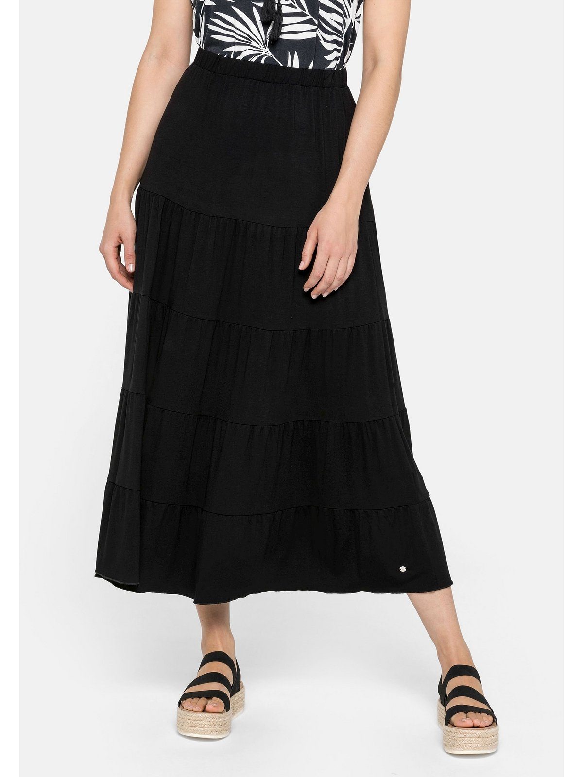 Sheego Volantrock Große Größen in Maxilänge mit stufigen Volants