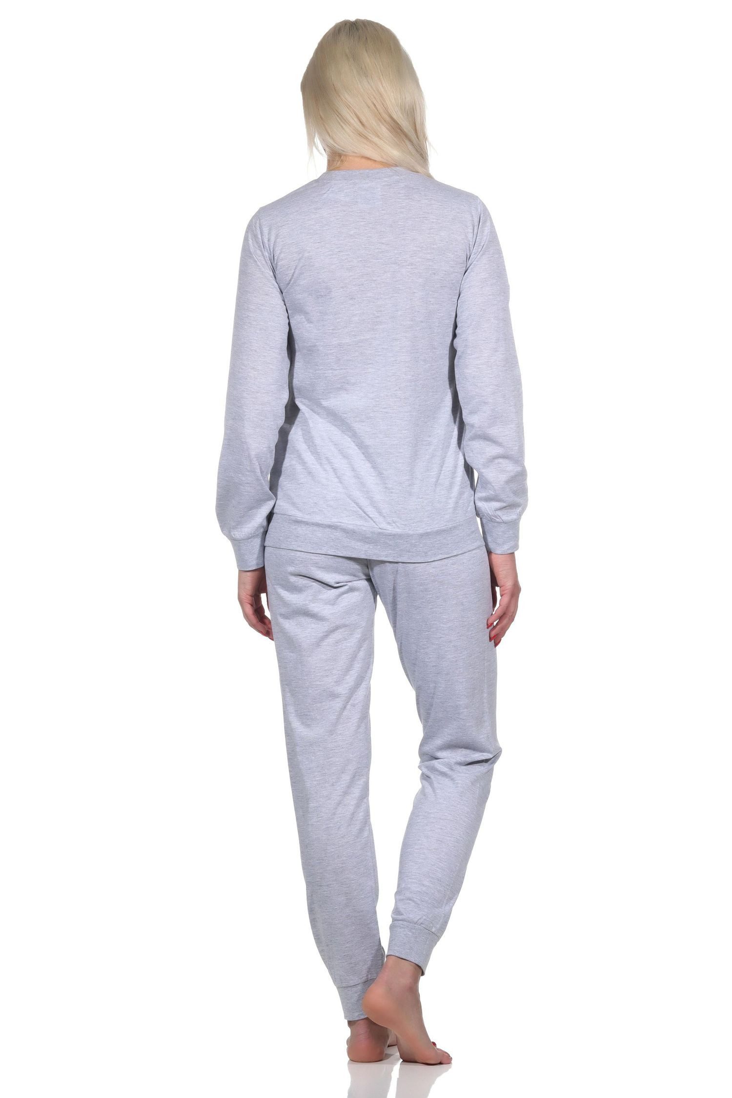 Normann Pyjama Lässiger Damen langarm Schlafanzug mit Bündchen und Stern Motiv – Bild 3 von 4