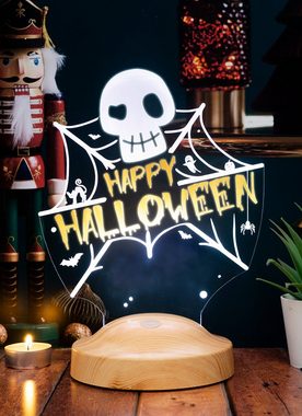 Geschenkelampe LED Nachttischlampe Happy Halloween Lampe mit 3D Vision LED Nachtlicht, LED fest integriert, LED in verschiedenen Farben, LED Lampe