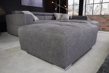 riess-ambiente Fußhocker GRANDEZZA 120cm grau (Einzelartikel, 1 St), Wohnzimmer · Stoff · mit Ziersteppung · für Sofas · Modern Design