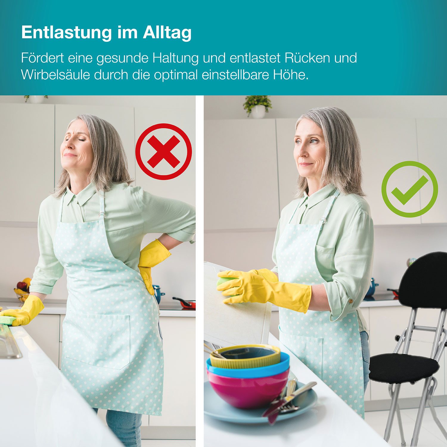 ELONEO Stehhilfe ELONEO Sitzhilfe/Bügelstehhilfe, mit Rückenkissen, belastbar bis 120kg, höhenverstellbar, rutschfest & platzsparend