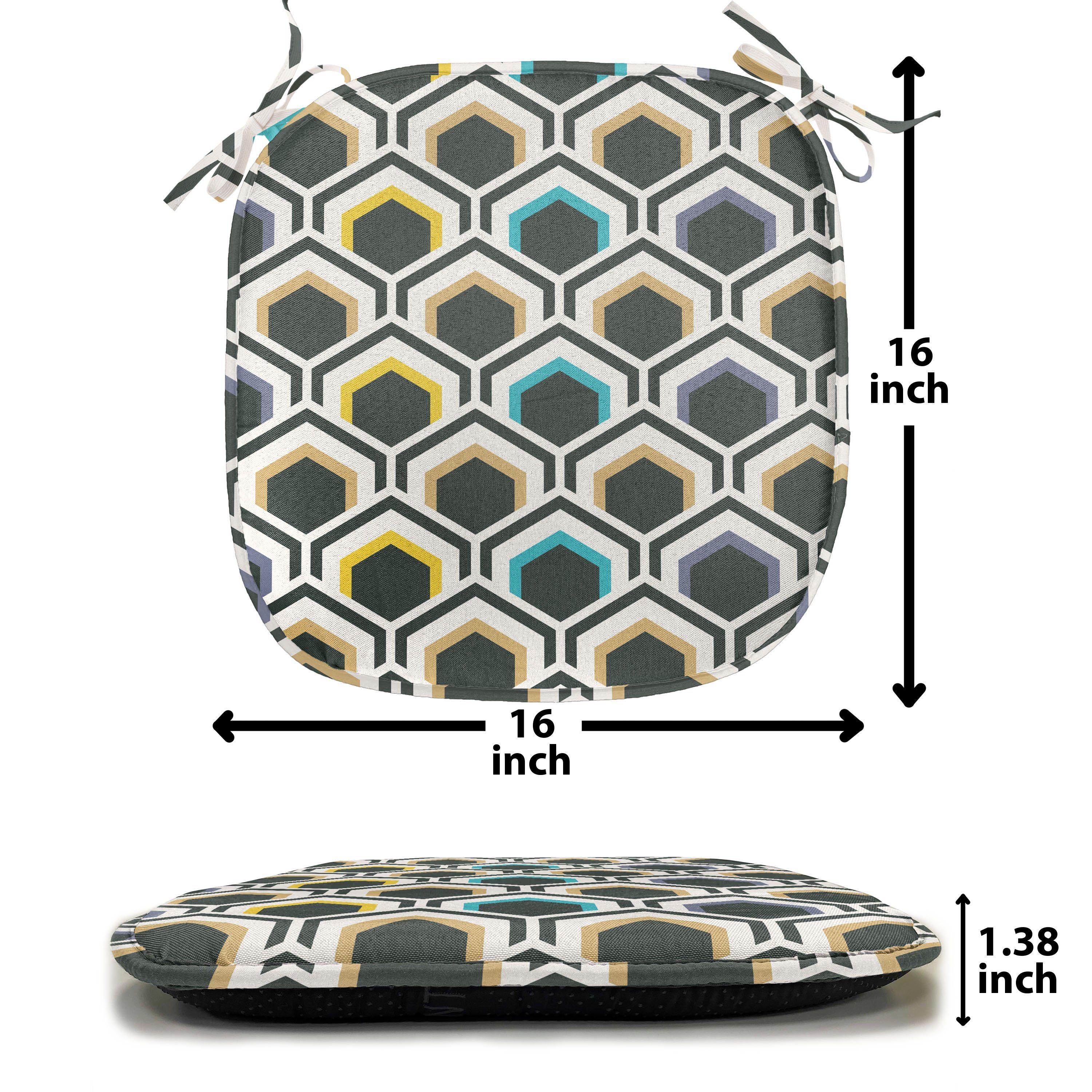 Abakuhaus Stuhlkissen Dekoratives wasserfestes Hexagonal mit Kissen Küchensitze, Geometrisch Overlapping für Riemen