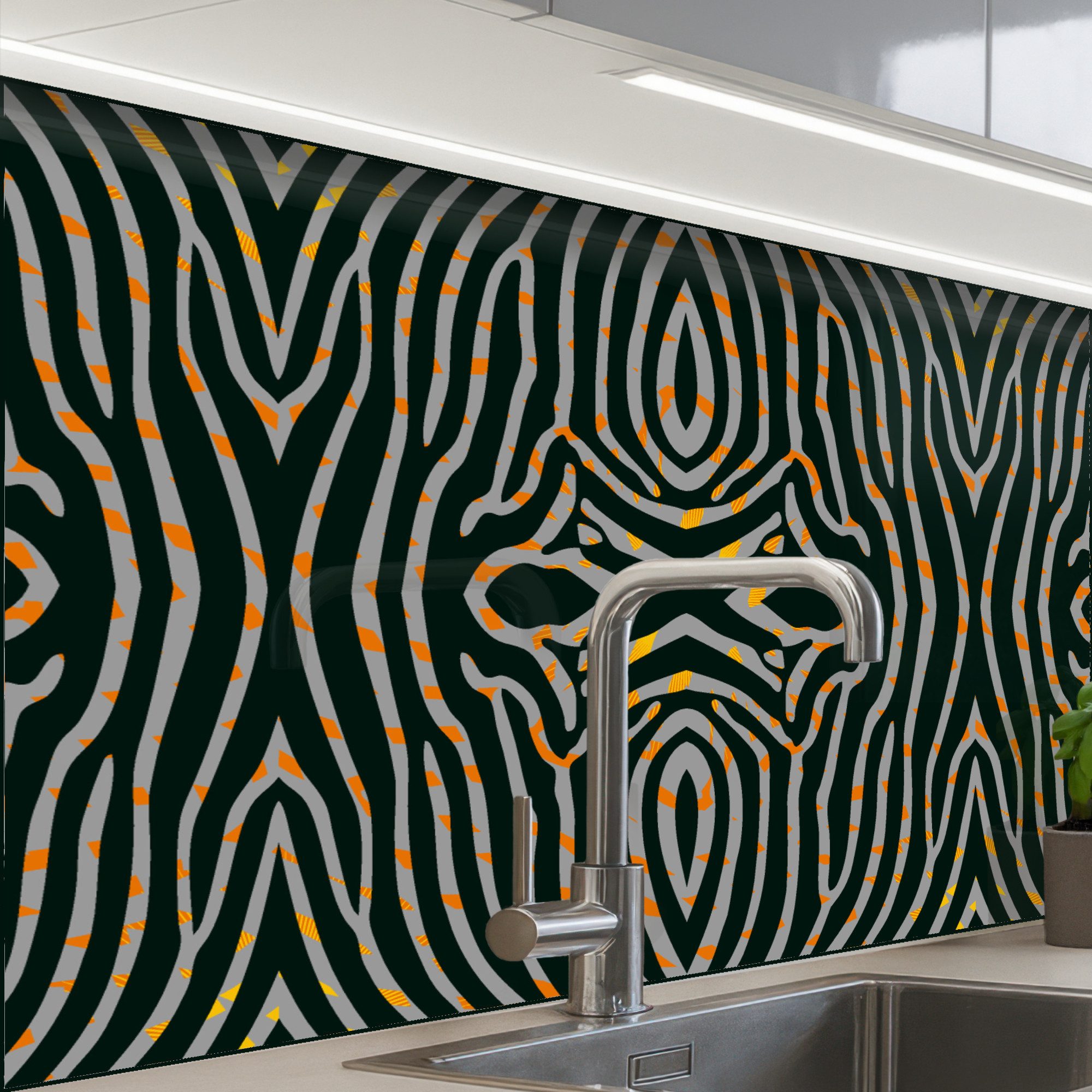 KitchenYeah Küchenrückwand Muster selbstklebend (keine Folie) Zebra - Tiermuster - Muster, (1-tlg), Spritzschutz, Küche, Rückwand, Küchenwand, Küchenfront, 30x20 cm