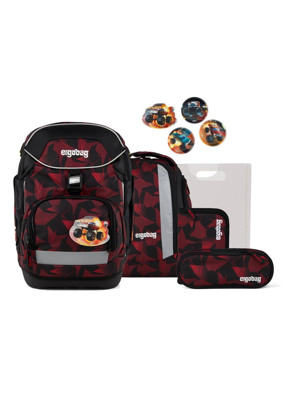 ergobag Schulranzen pack Set (6-tlg., 6-teiliges Set), größenverstellbares Rückensystem