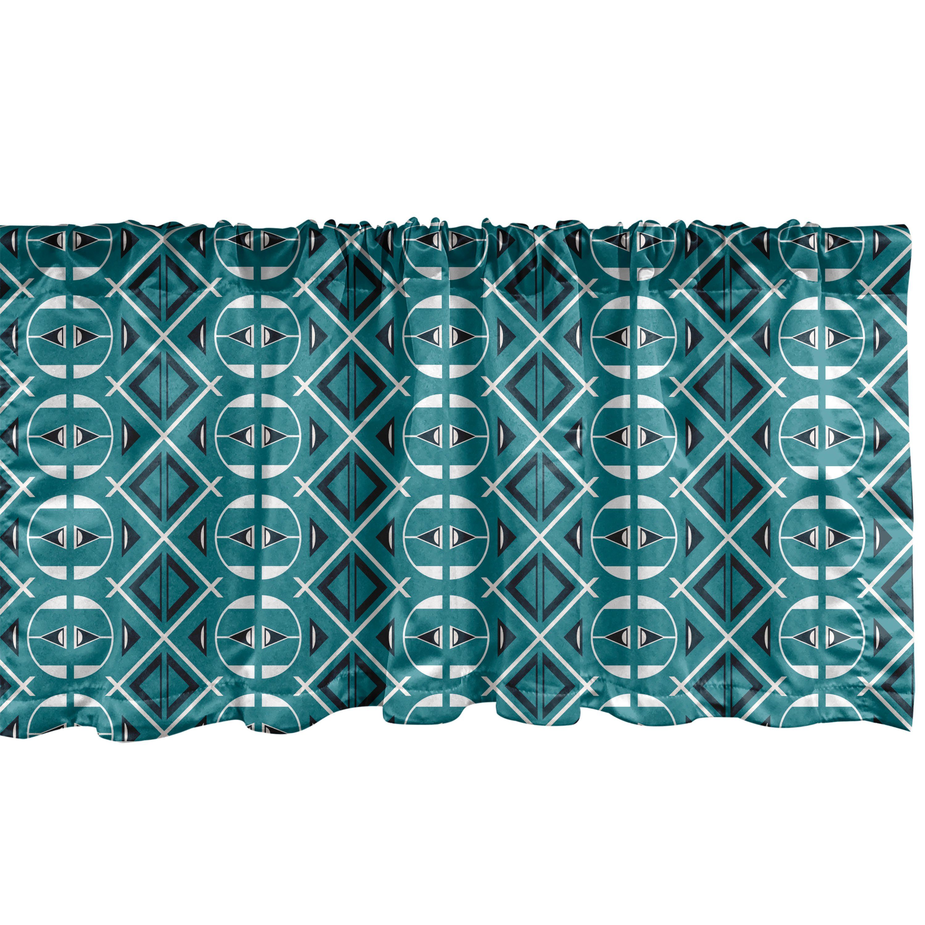 Scheibengardine Vorhang Volant Stangentasche, Dreiecksformen Abakuhaus, Schlafzimmer Dekor Blau mit für Abstrakt Küche Microfaser