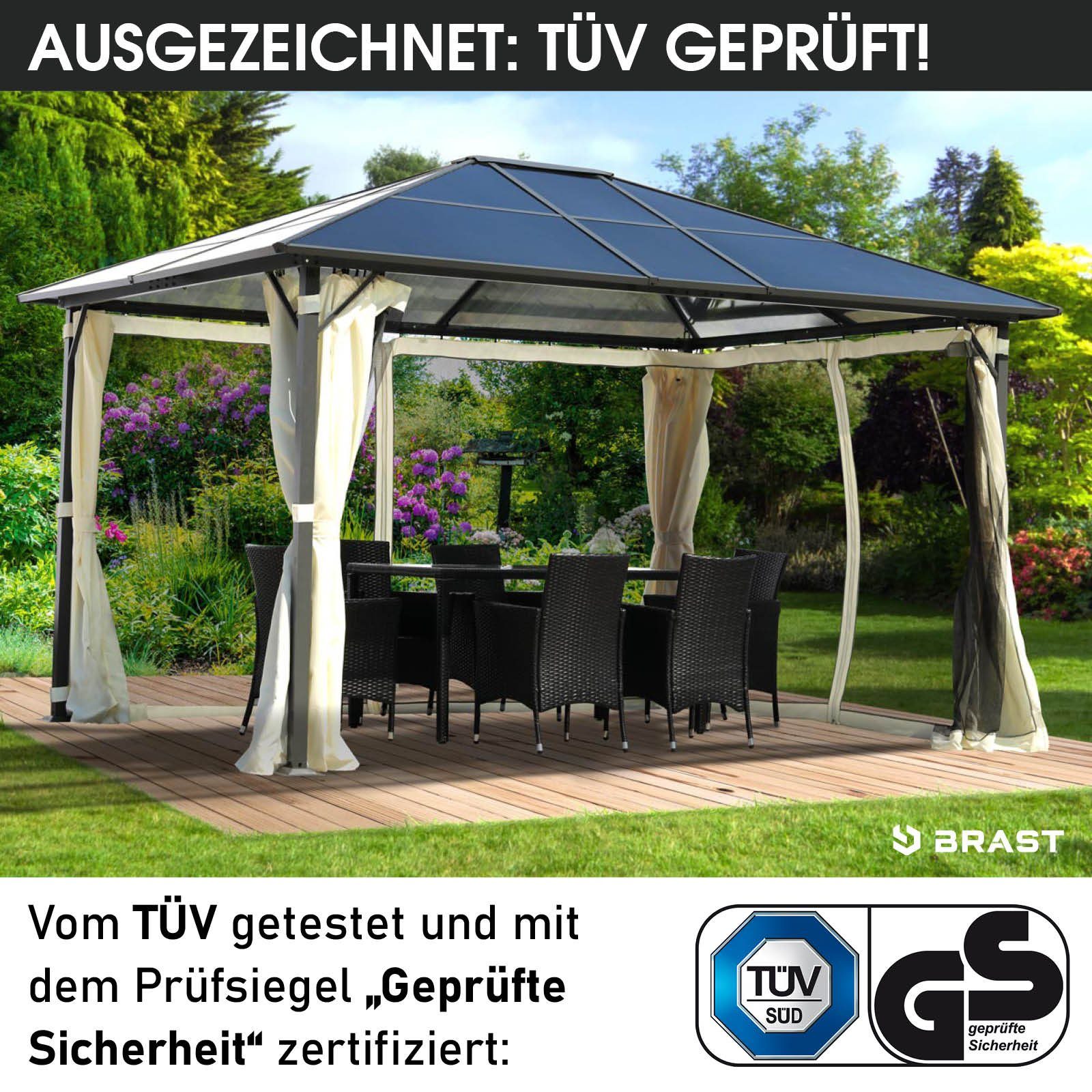 BRAST Pavillon Summerdream Aluminium 3x4m Garten Moskitonetz TÜV geprüft, mit 4 Seitenteilen, wasserdicht, UV-Schutz, festes Dach – Bild 4 von 5