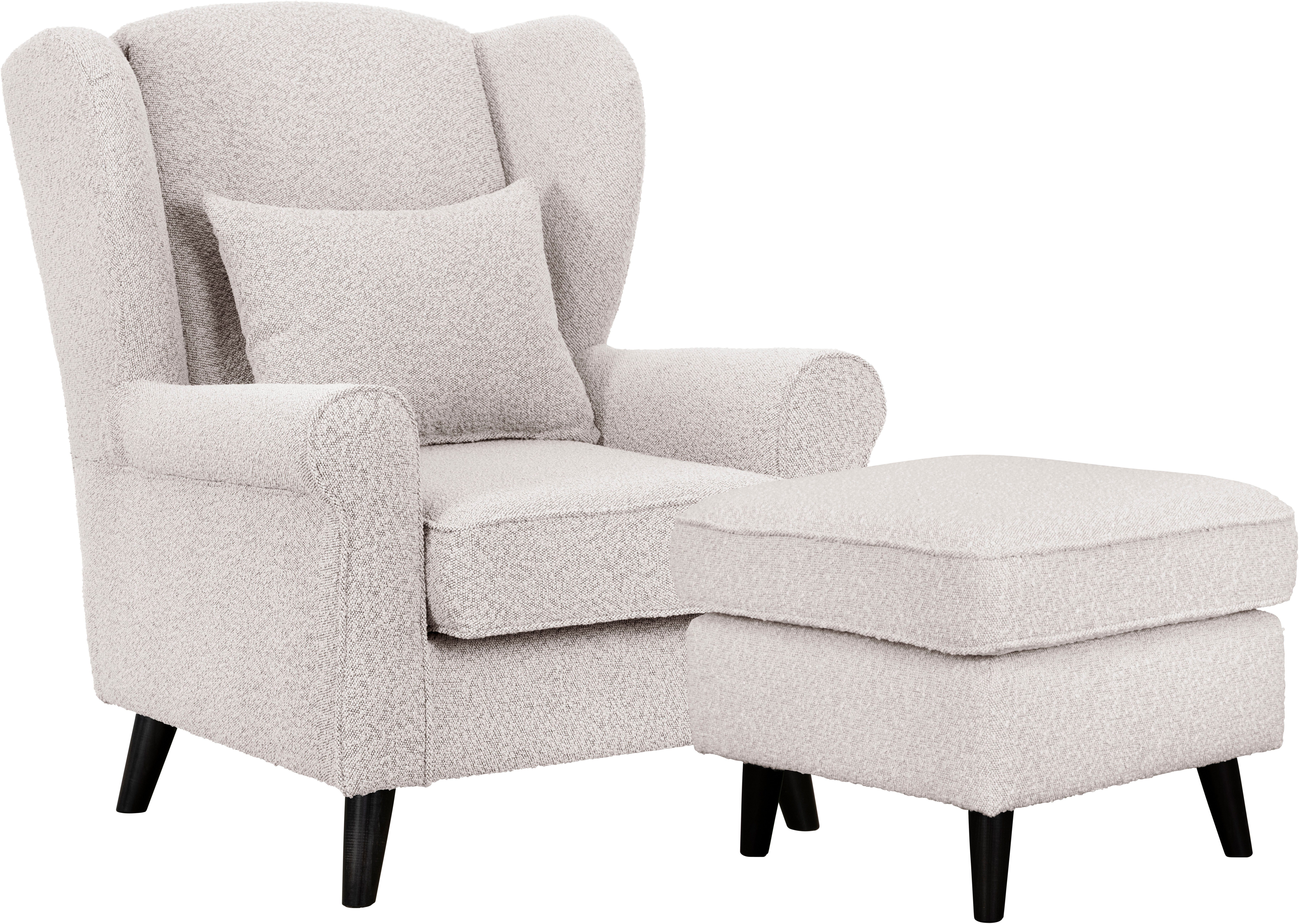 Home affaire Sessel Ohrensessel CHISTELLE, wahlweise mit Polsterhocker, mit Wellenunterfederung, Maße: B/T/H: 81/87/99 cm