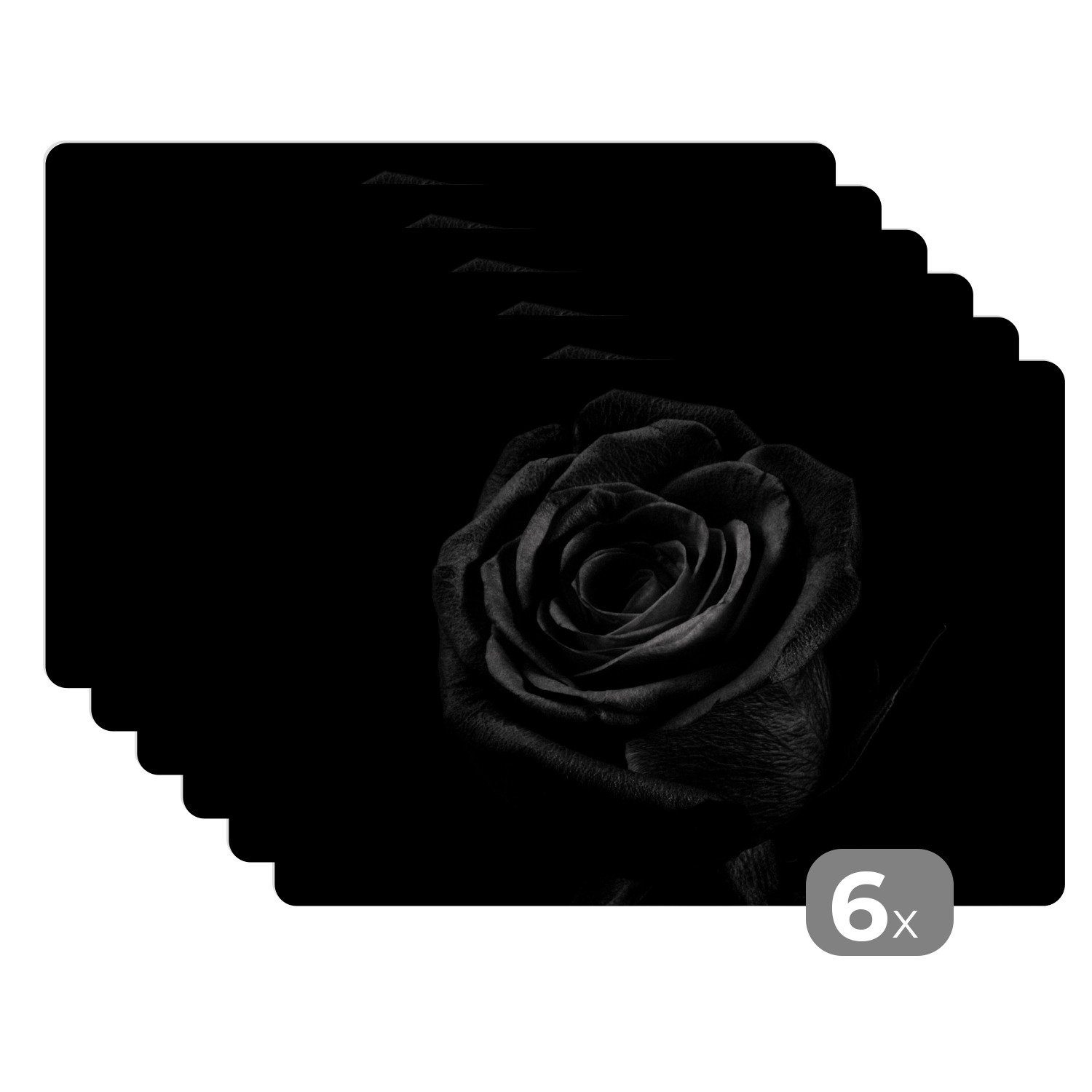 Platzset Rose - Schwarz - Blume