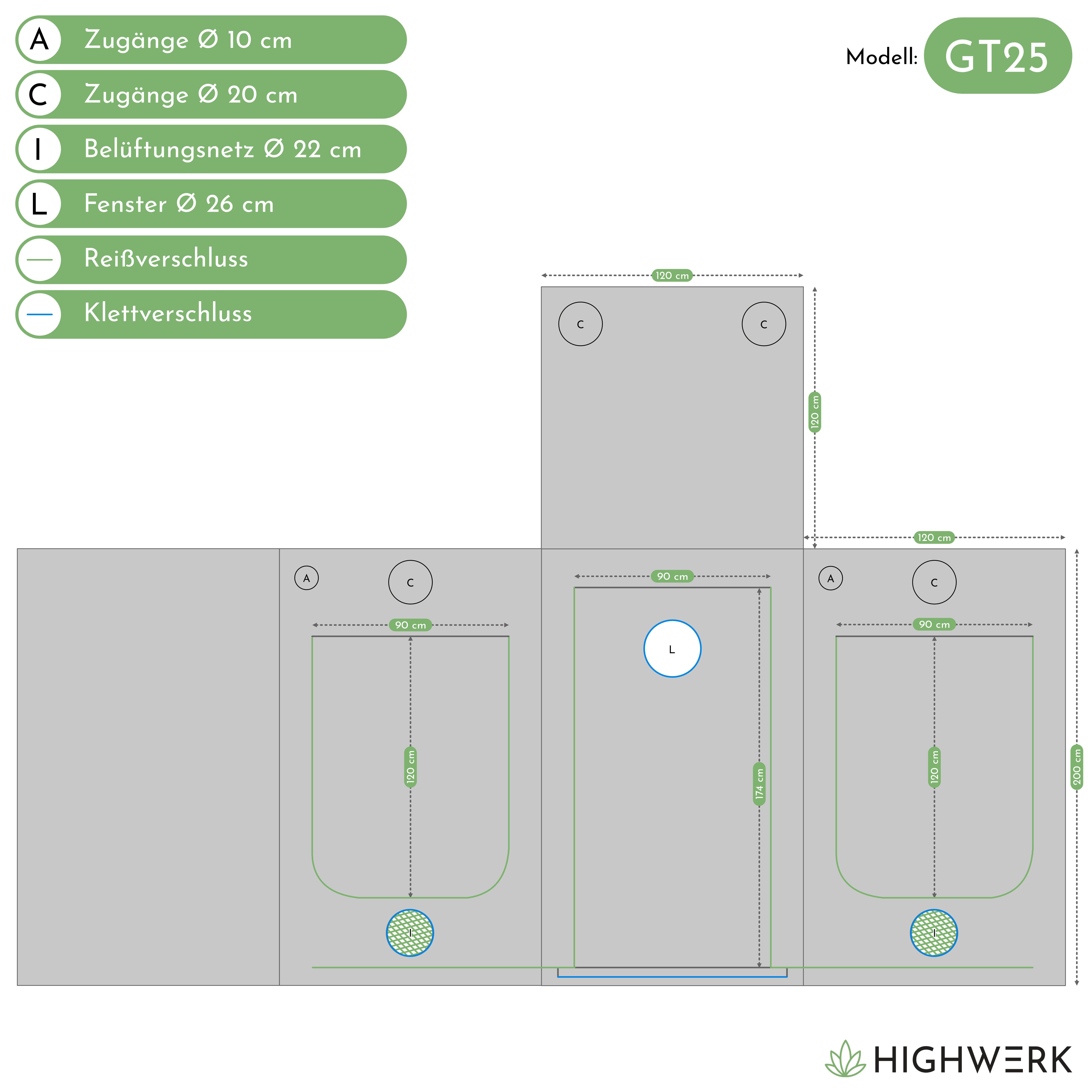 HIGHWERK Gewächshaus Growzelt 120 x 120 günstig online kaufen