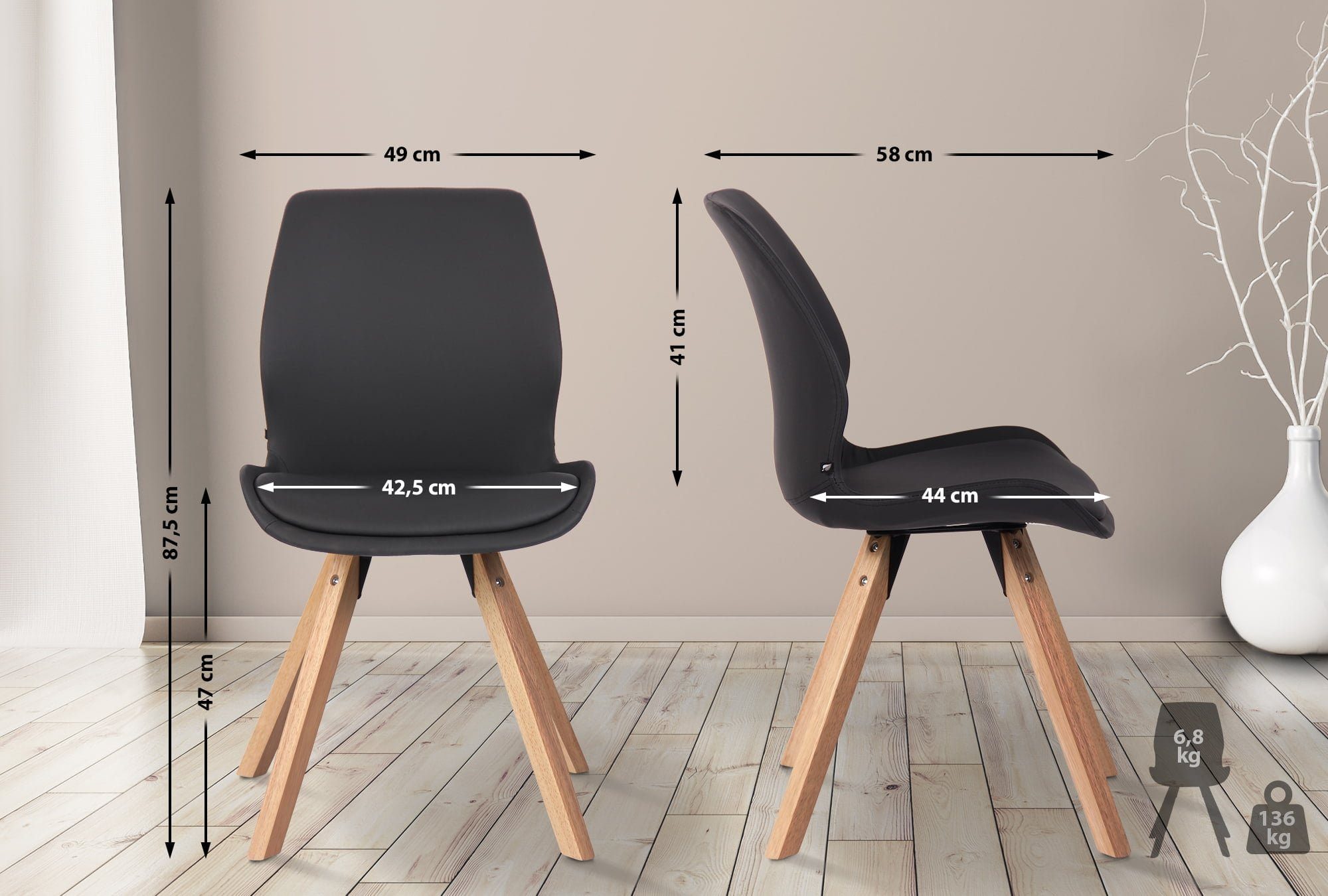 CLP Esszimmerstuhl Luna (2er Set), Kunststoff/ günstig online kaufen