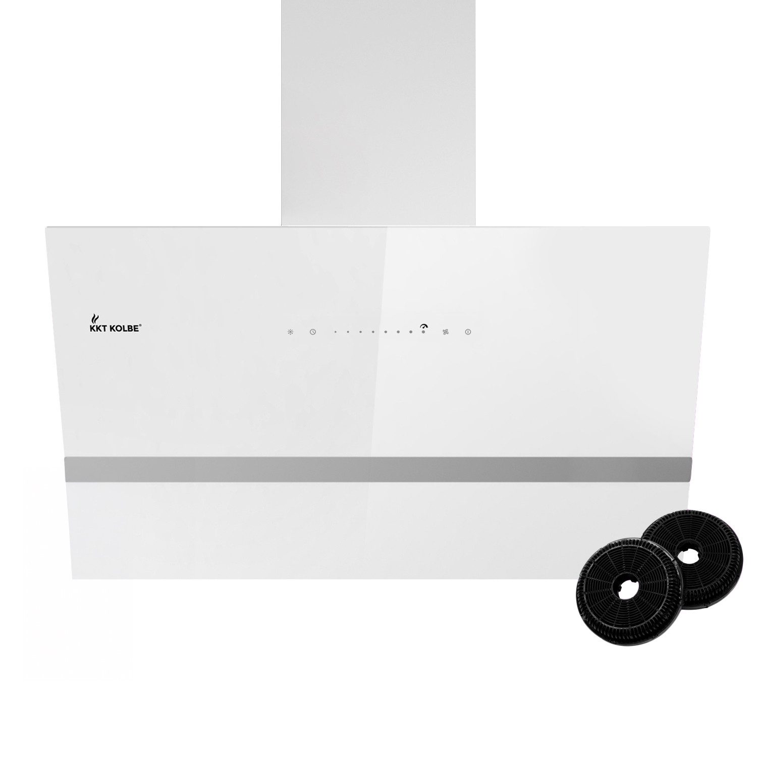 KKT KOLBE Wandhaube Dunstabzugshaube 80cm EASY8005WM RGBW Ambientebeleuchtung Abzugshaube / Schräghaube / 80cm / Weiß / Glas / LED / Smarte WiFi-App