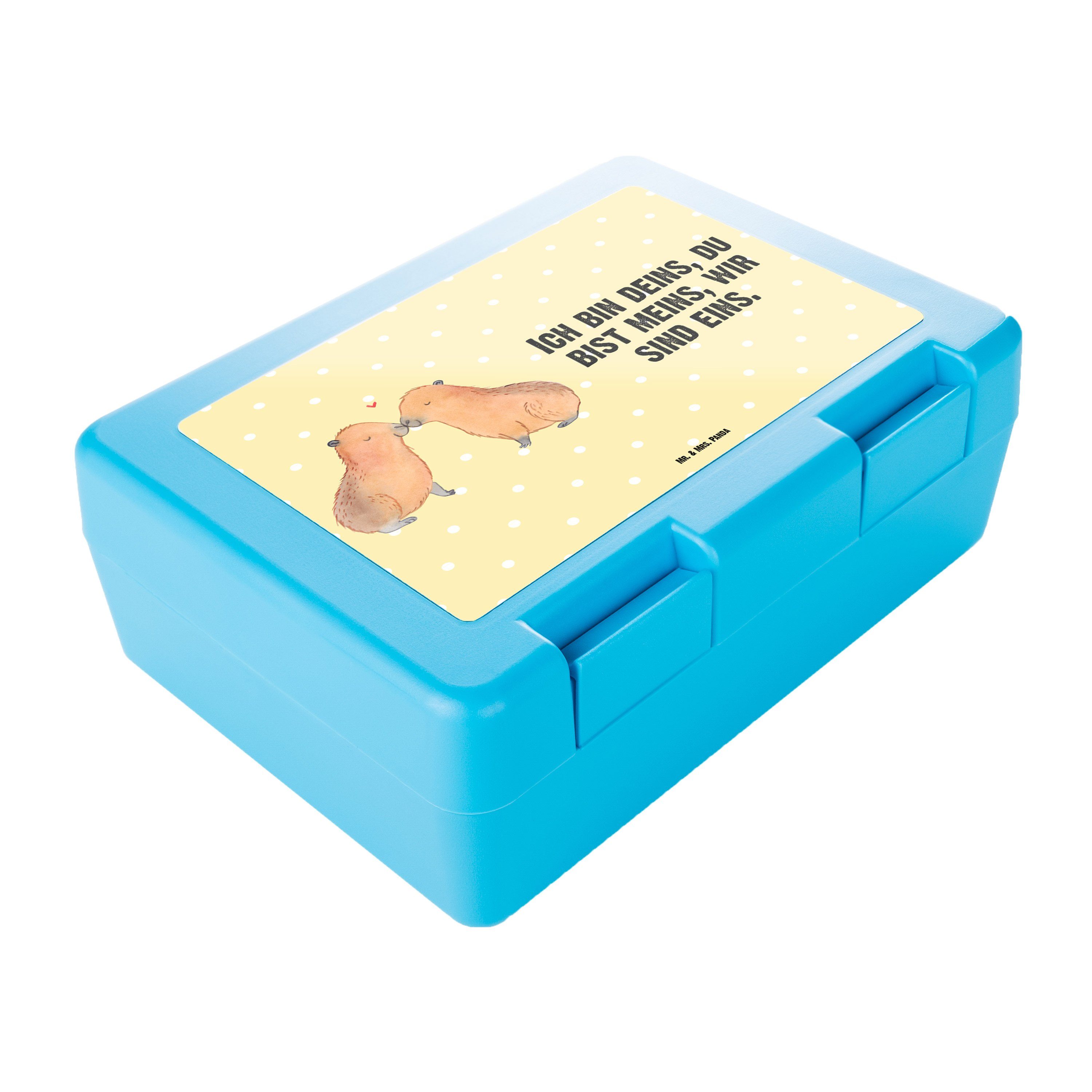 Mr. & Mrs. Panda Butterdose - Verschmolzen, Geschenk, Brotzeitbox, Kunststoff, Liebe - (1-tlg) Pastell Premium Gelb Capybara