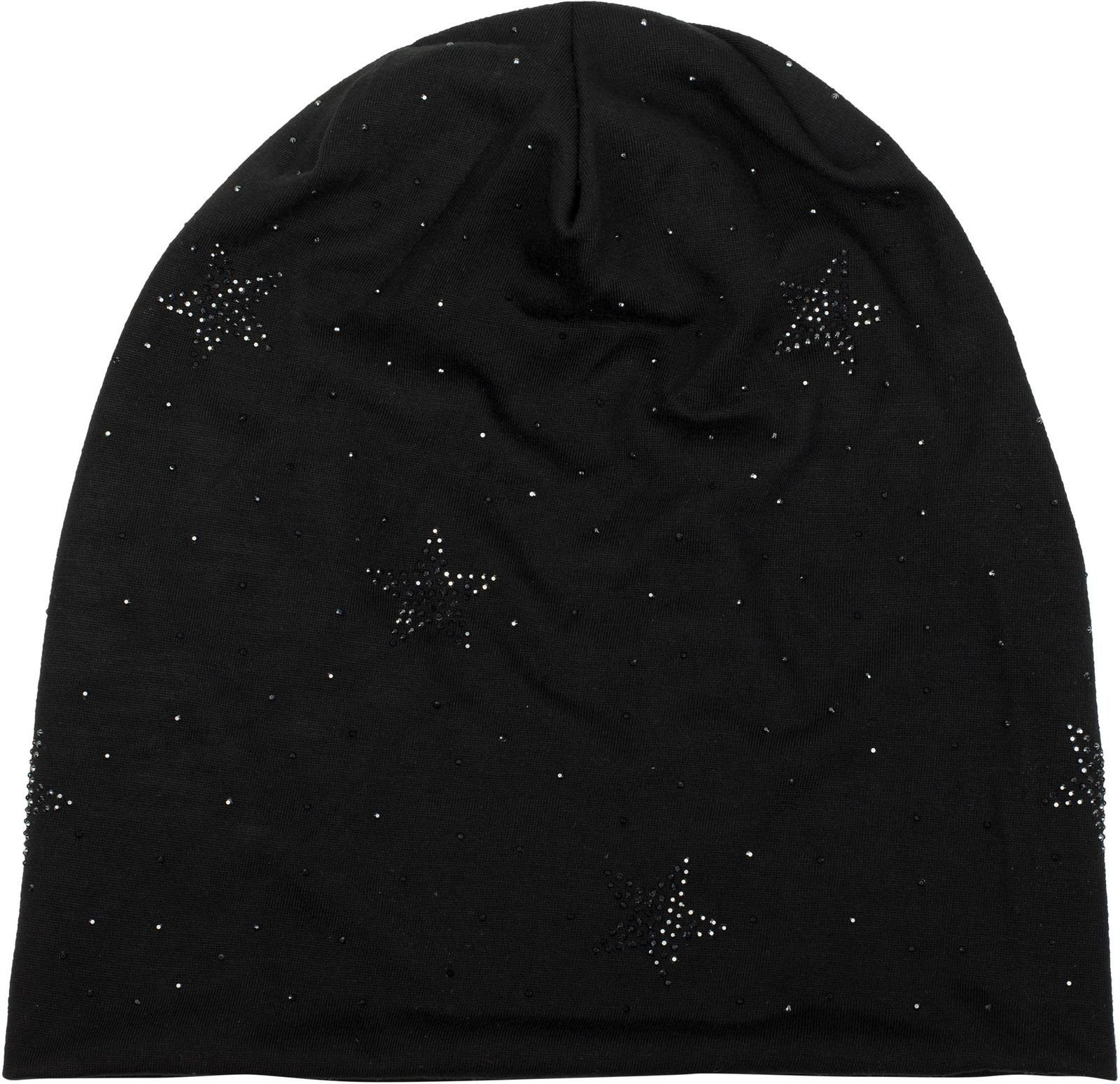 Sterne Beanie Schwarz Beanie Strass (1-St) styleBREAKER mit