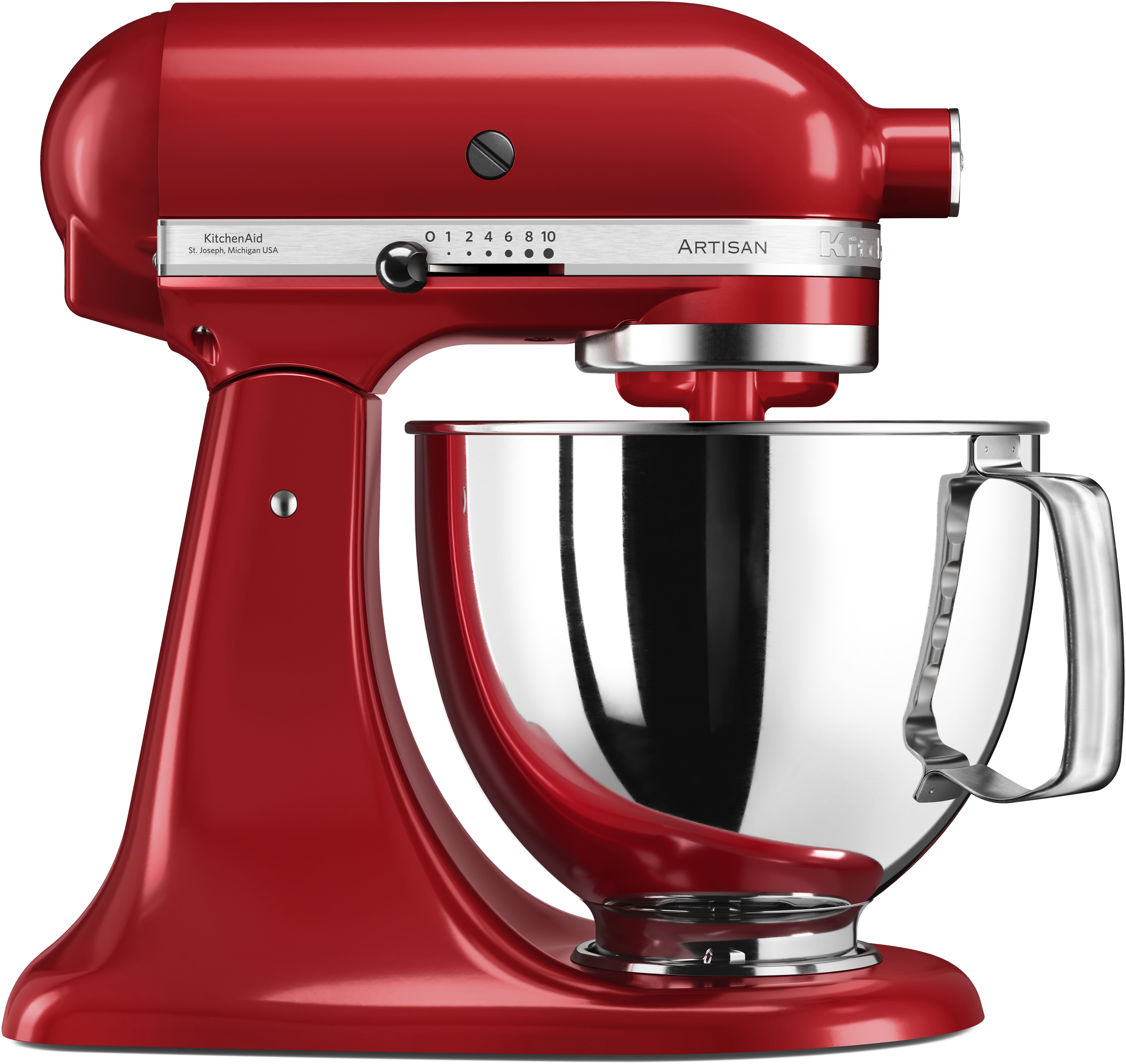 KitchenAid Küchenmaschine 5KSM125EER Empire rot, 300 W, 4,8 l Schüssel, Gratis Fleischwolf, Schüssel, Spritzgebäckvorsatz (Wert: ca.238,- UVP)