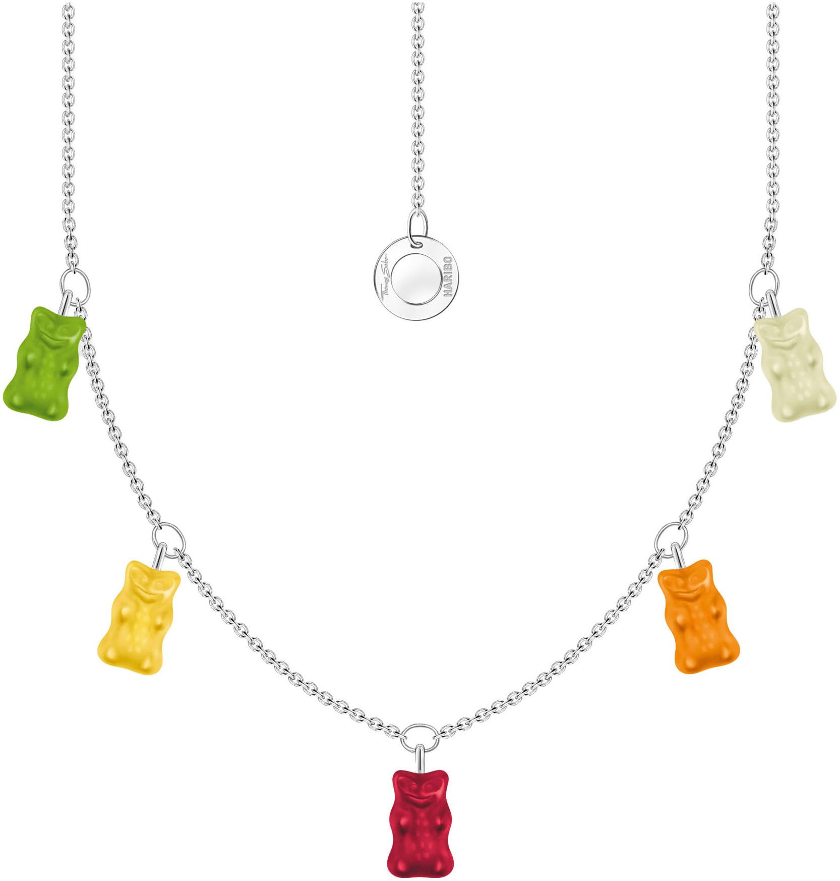 THOMAS SABO Kette mit Anhänger THOMAS SABO x HARIBO Schmuck: Kette mit Goldbären bunt, mit Kristallglas