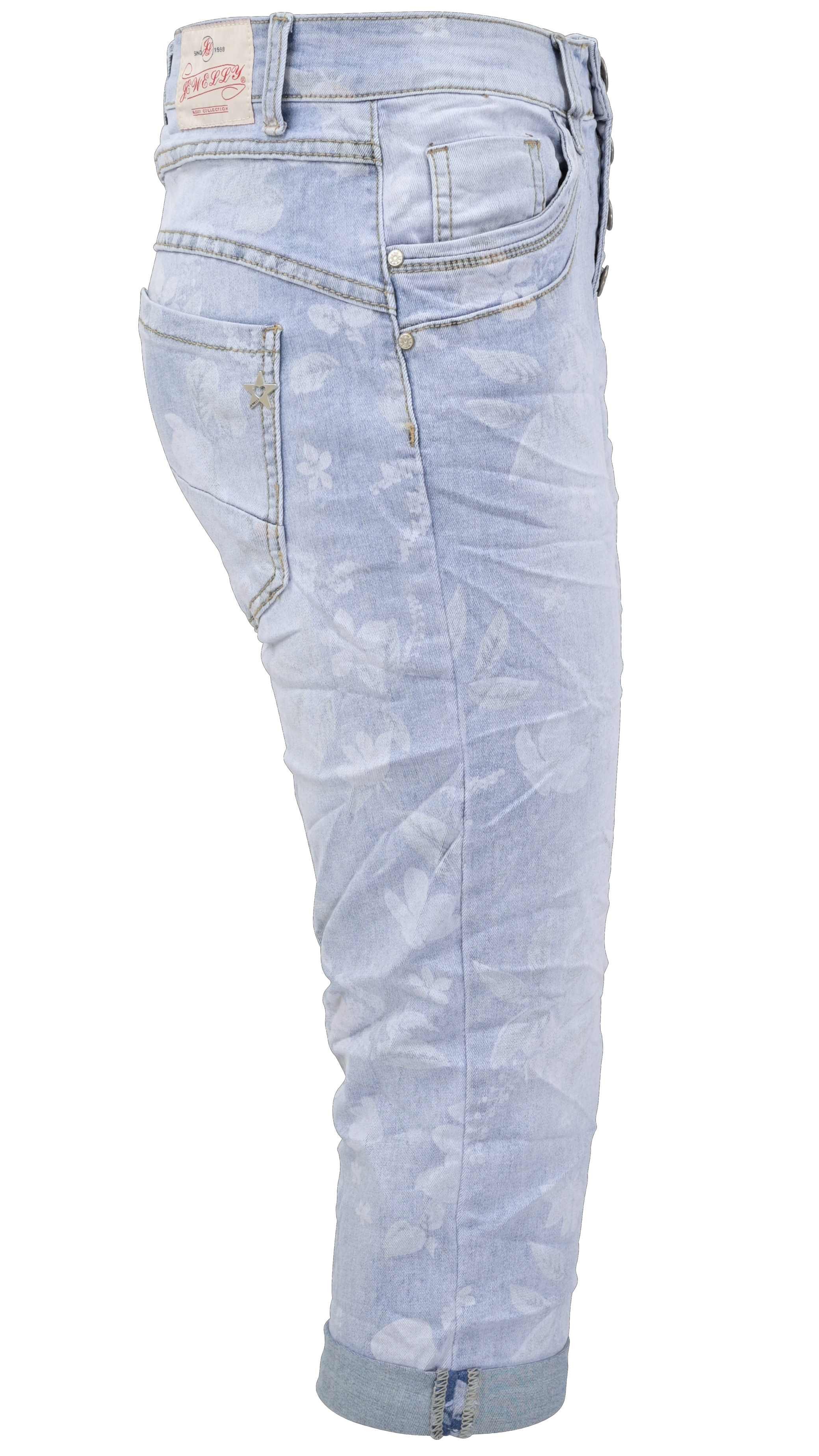 Jewelly Regular-fit-Jeans Capri Jeans im Crash-Look, Boyfriend Hose mit