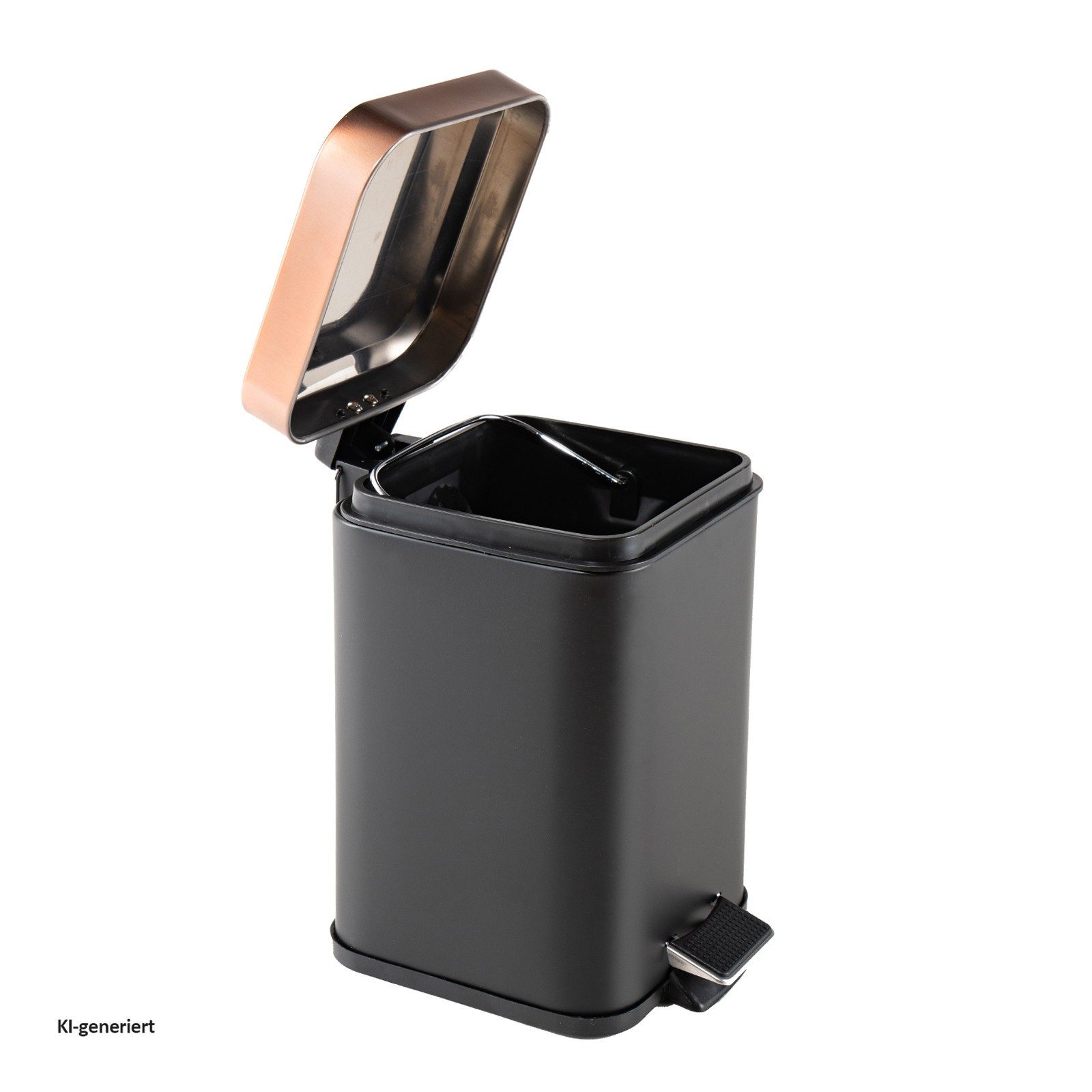 HTI-Living Kosmetikeimer Treteimer eckig Jannik 3 Liter Schwarz Kupfer, Mülleimer Kosmetikeimer mit Soft-Close-Deckel – Bild 2 von 3