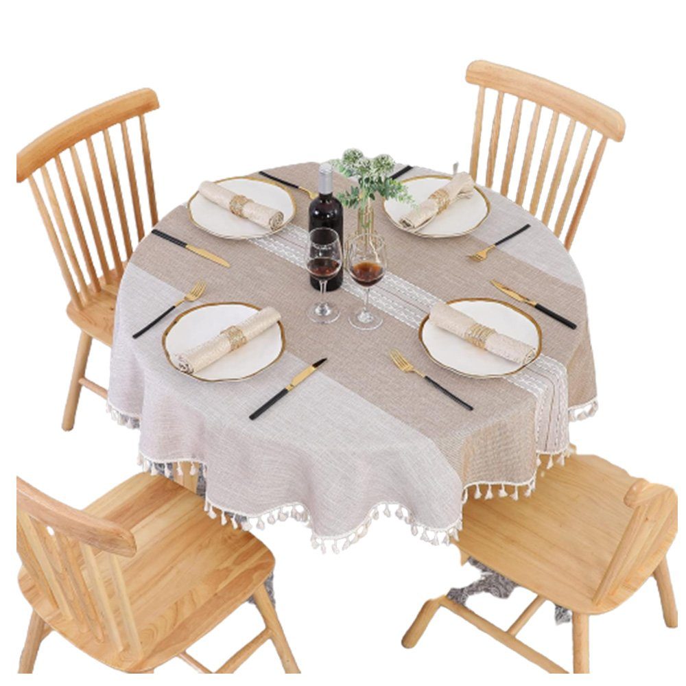 FELIXLEO Tischdecke Tischdecke Rund 140 cm Abwaschbar Baumwolle Staubdicht günstig online kaufen