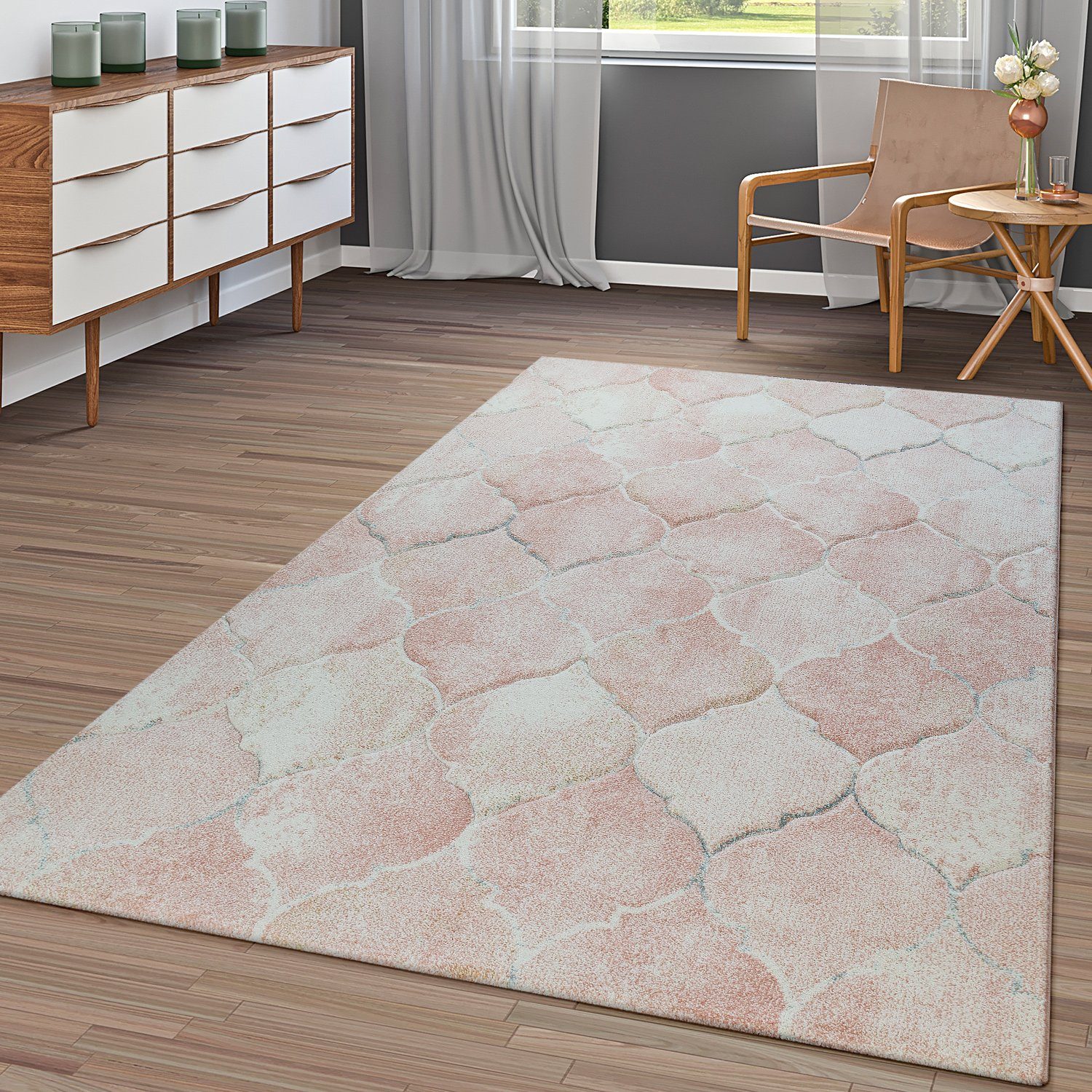 Teppich Orient Teppich Rosa Pink Beige Wohnzimmer, TT Home, Läufer, Höhe: 16 mm