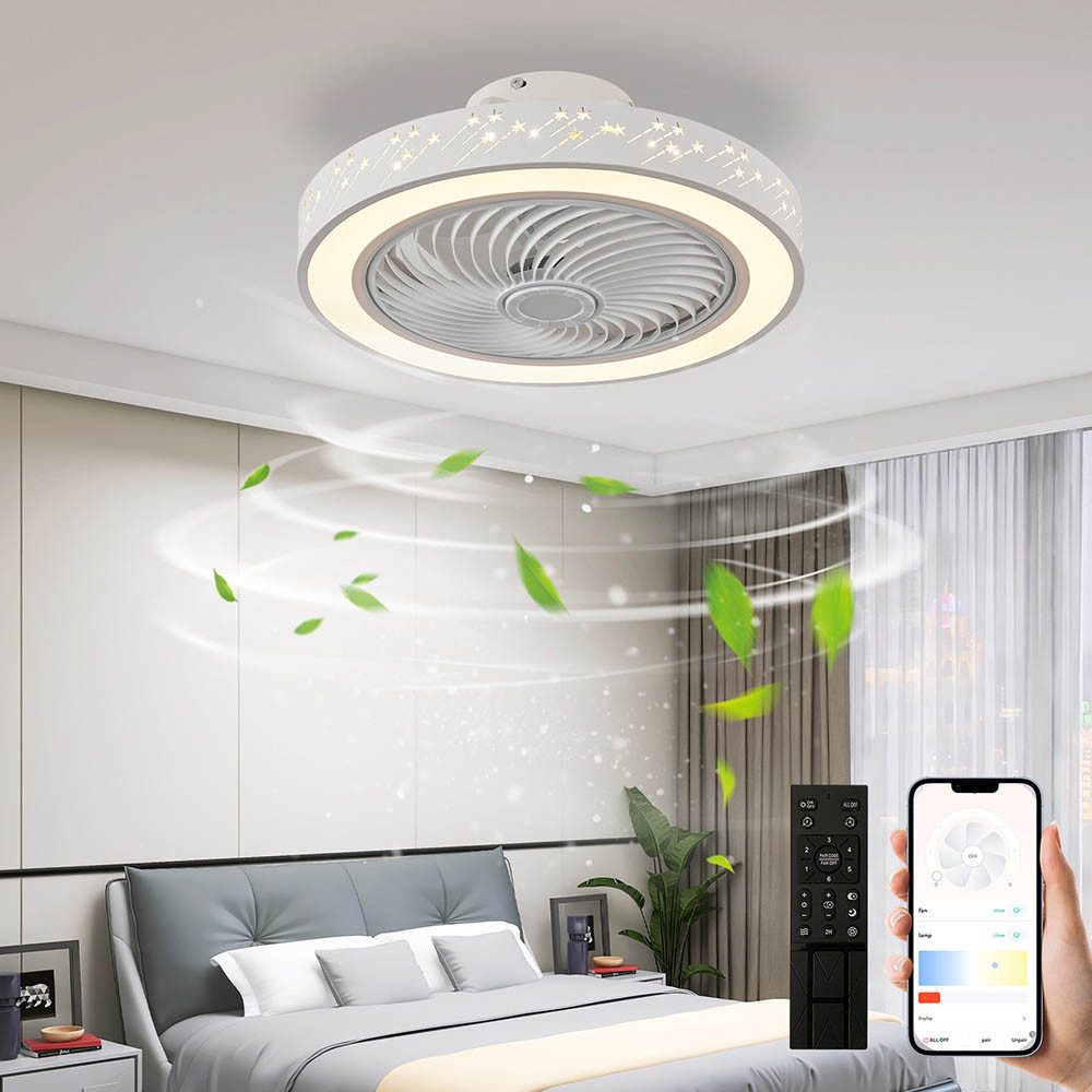 Deckenventilator Deckenventilator mit beleuchtung, Smart App und Fernbedienung, Dimmbar