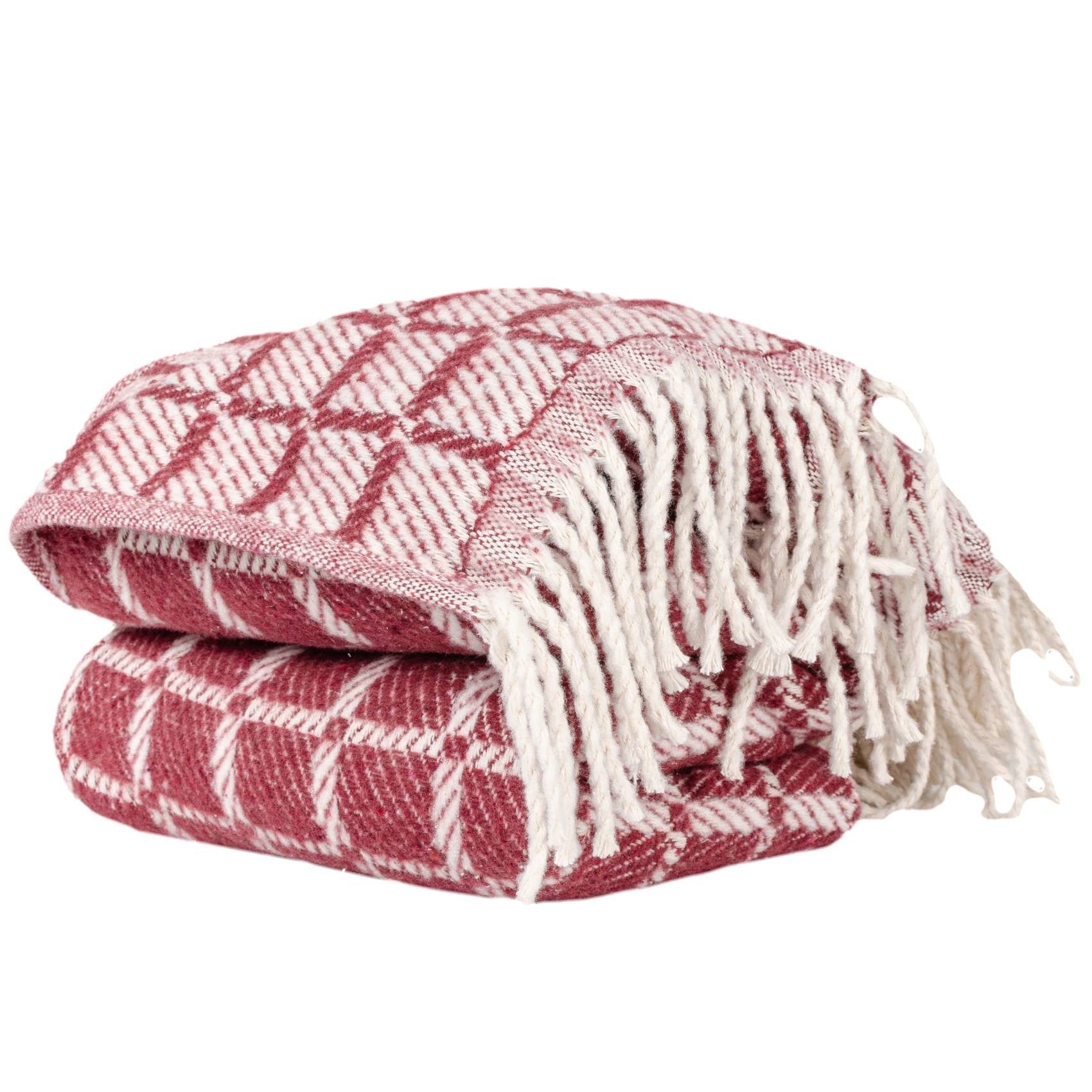 Plaid Tania weiche Kuscheldecke Tagesdecke hochwertig Reisedecke Wohndecke, ANRO, Wendedecke kuschelig-weich 130x160cm Bordeaux