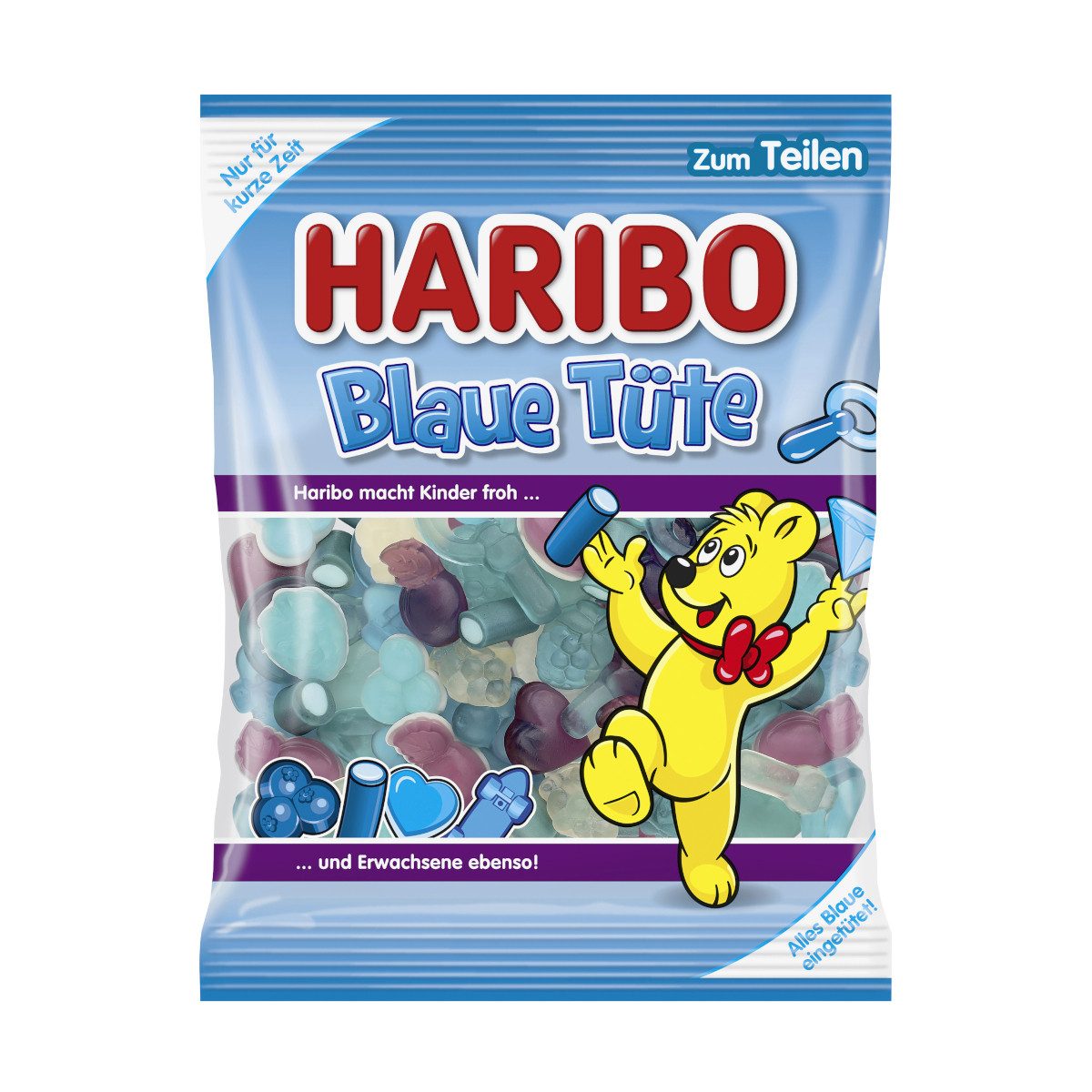 HARIBO Süßigkeit, Haribo Blaue Tüte Fruchtgummi mit Schaumzucker Packung 175g