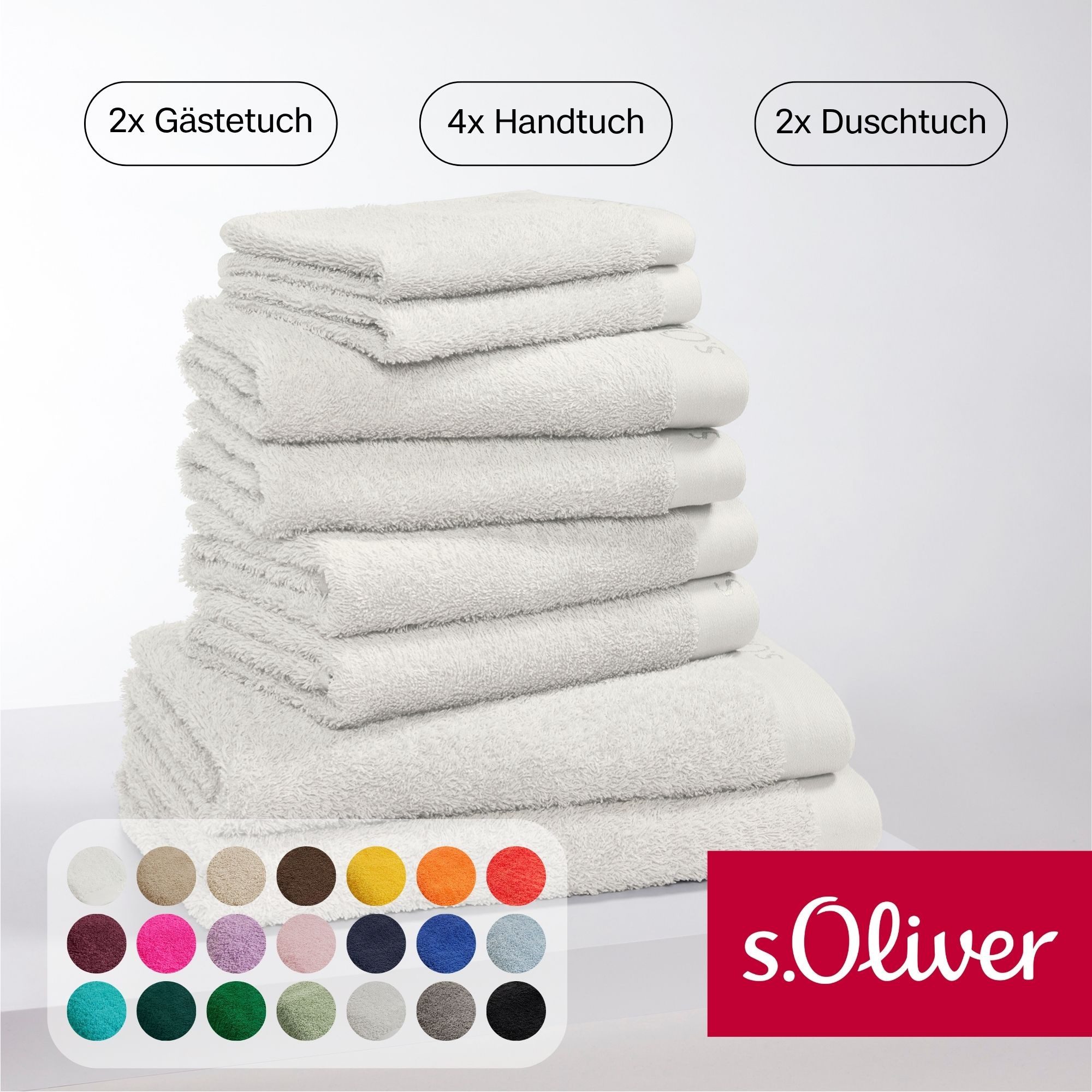 s.Oliver Handtuch Set s.Oliver, Premium Qualität, 600 gr/m², Walkfrottier (8-St), 2 Gästetücher 30x50, 4 Рушники 50x100, 2 Duschtücher 70x140