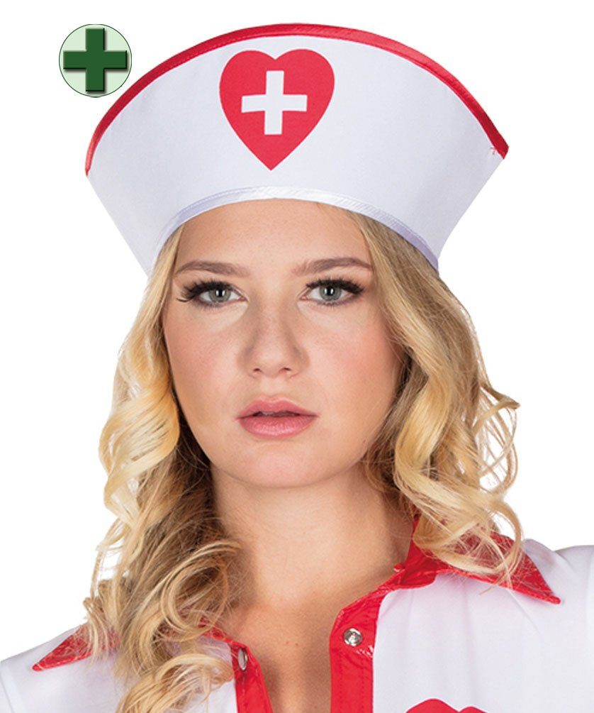 Karneval-Klamotten Arzt-Kostüm Krankenschwester Kostüm Damen Karneval mit Haube, Krankenschwesterkleid Damenkostüm Haube und Gürtel