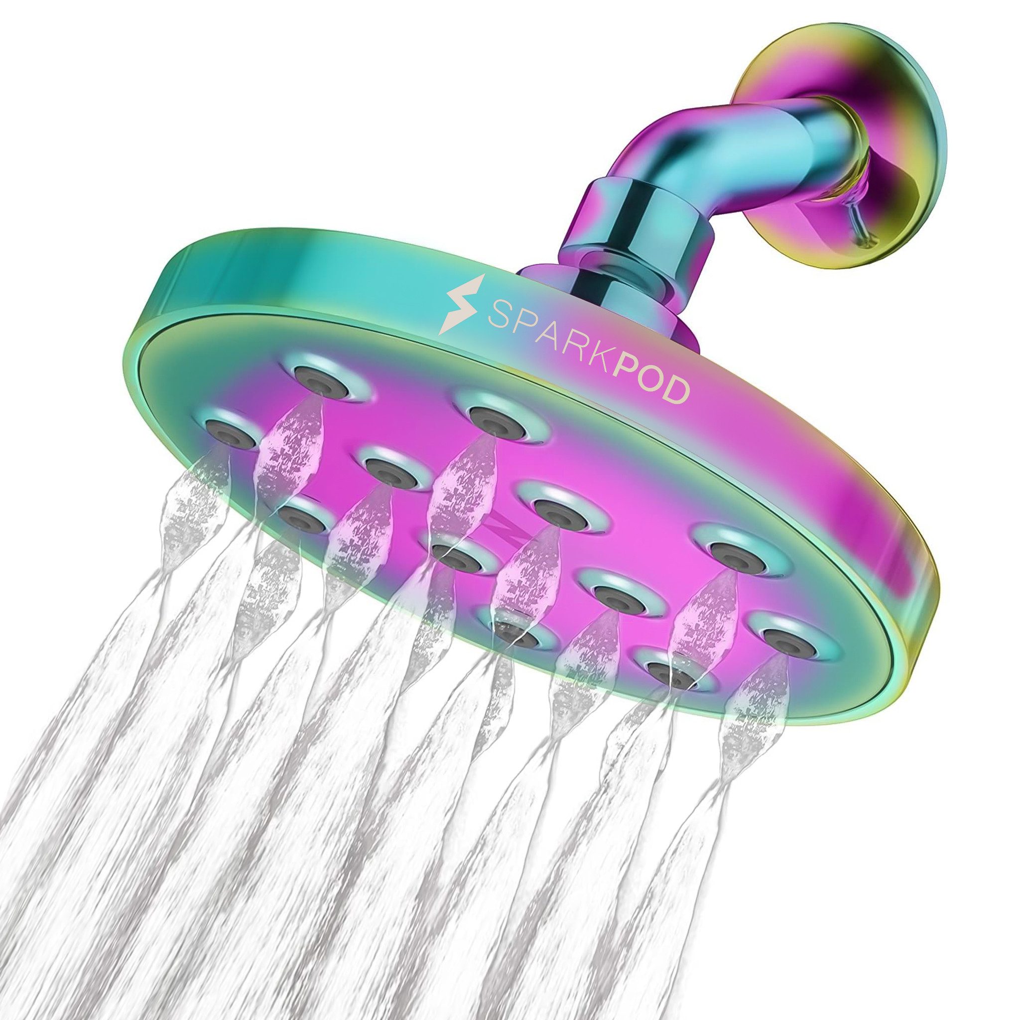 sparkpod Regenduschkopf XL Power Rain Duschkopf - Hochdruck-Regendusche mit Kugelgelenk, (Hochwertiger Regenduschkopf mit selbstreinigenden Düsen und Kugelgelenk., 4-tlg., Duschkopf breitem Hochdruck-Wasserstrahl leicht zu reinigenden Düsen), Hochdruck-Regenduschkopf extra breitem Wasserstrahl Anti-Kalk-Düsen.