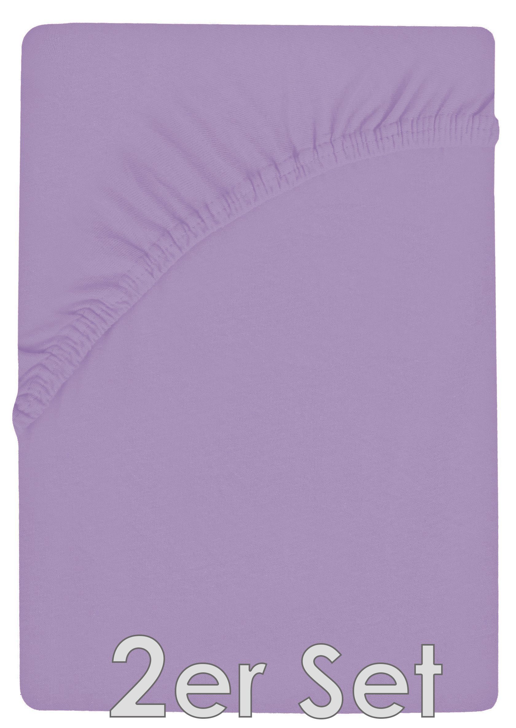 NatureMark Spannbettlaken Jersey Spannbetttuch, 100% Baumwolle, Gummizug: rundum, (2 Stück), Kinder Spannbetttuch, für Baby-/Kinderbett, 70x140 cm, Flieder – Bild 2 von 4