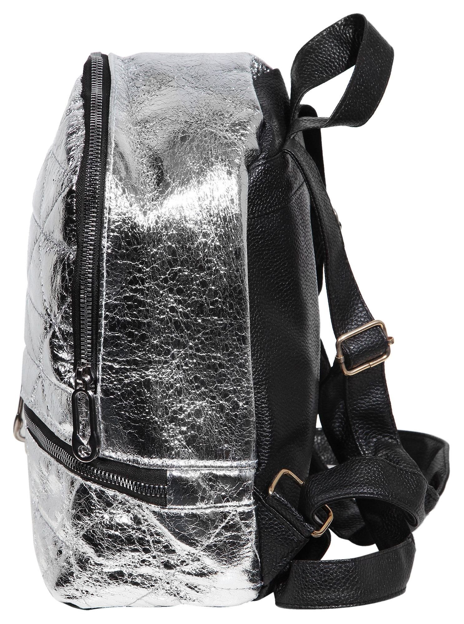 Cham Cham Rucksack Ranya Metallic Tasche Tragetasche aus Lederimitat – Bild 3 von 4