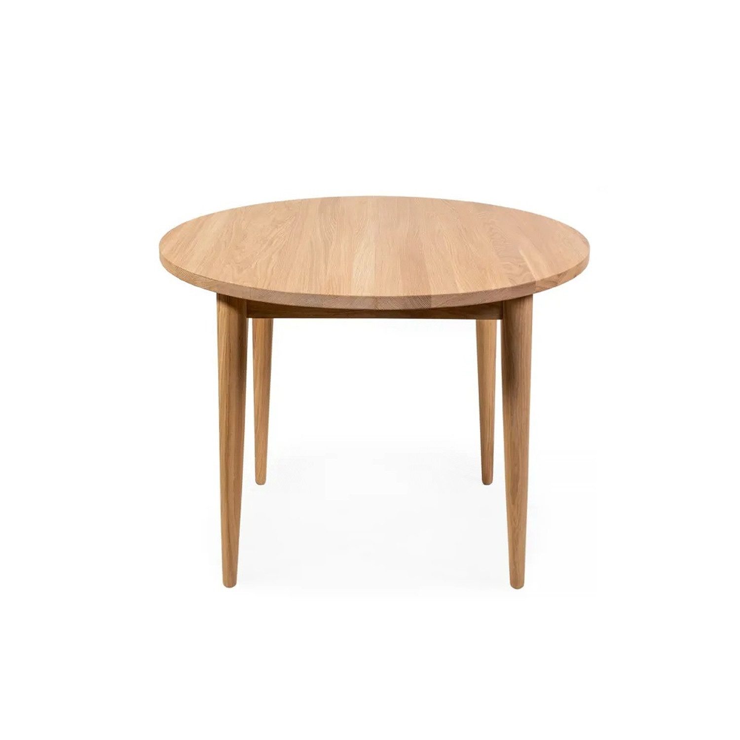 Woodek Design Esstisch BO aus Eiche mit natürlichem Ölwachs-Finish, ⌀ 108 cm, 1 Verlängerung (Massivholz, 1-St., 1 Tisch), Küchentisch im skandinavischen Design