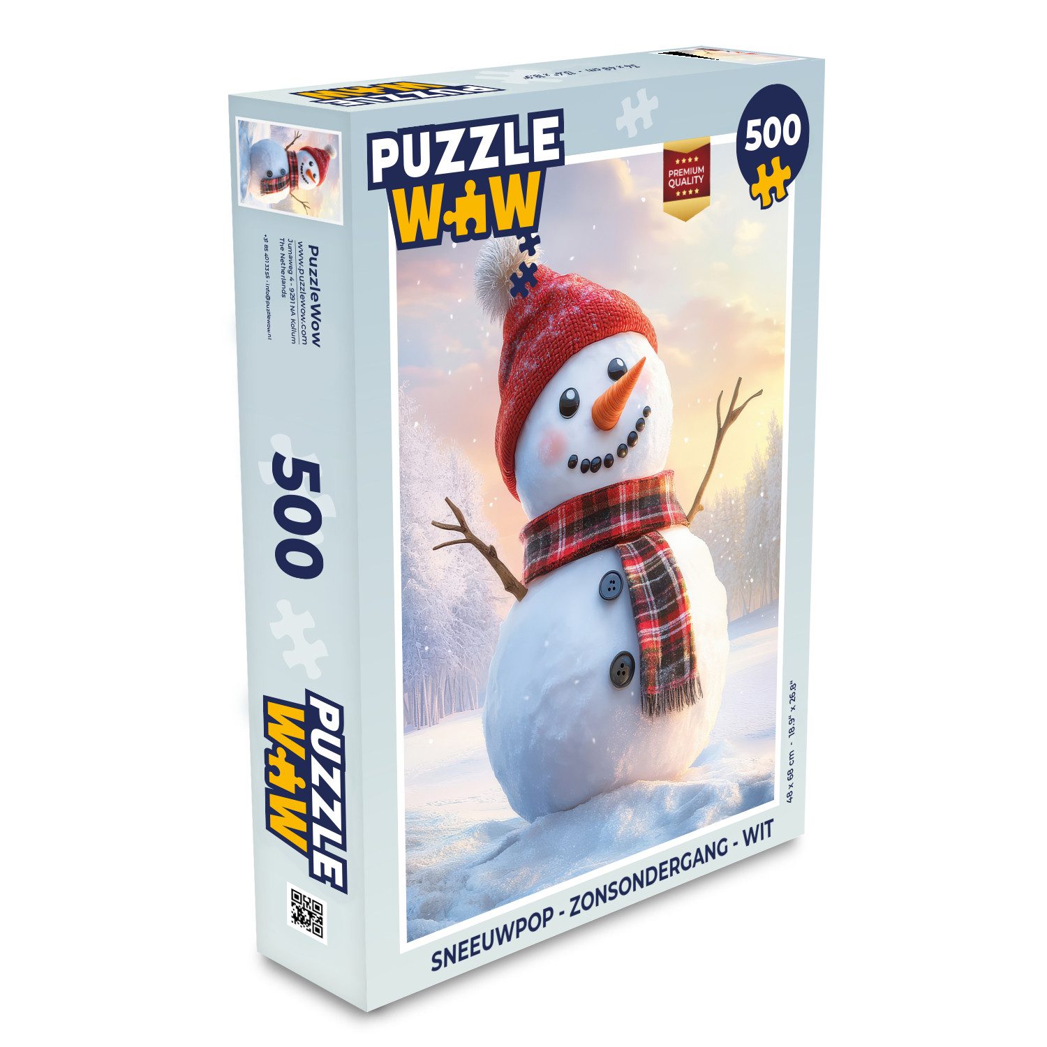 MuchoWow Puzzle Schneemann - Sonnenuntergang - Weiß, 500 Puzzleteile, Foto-Puzzle, Bilderrätsel, Puzzlespiele, Spielzeug