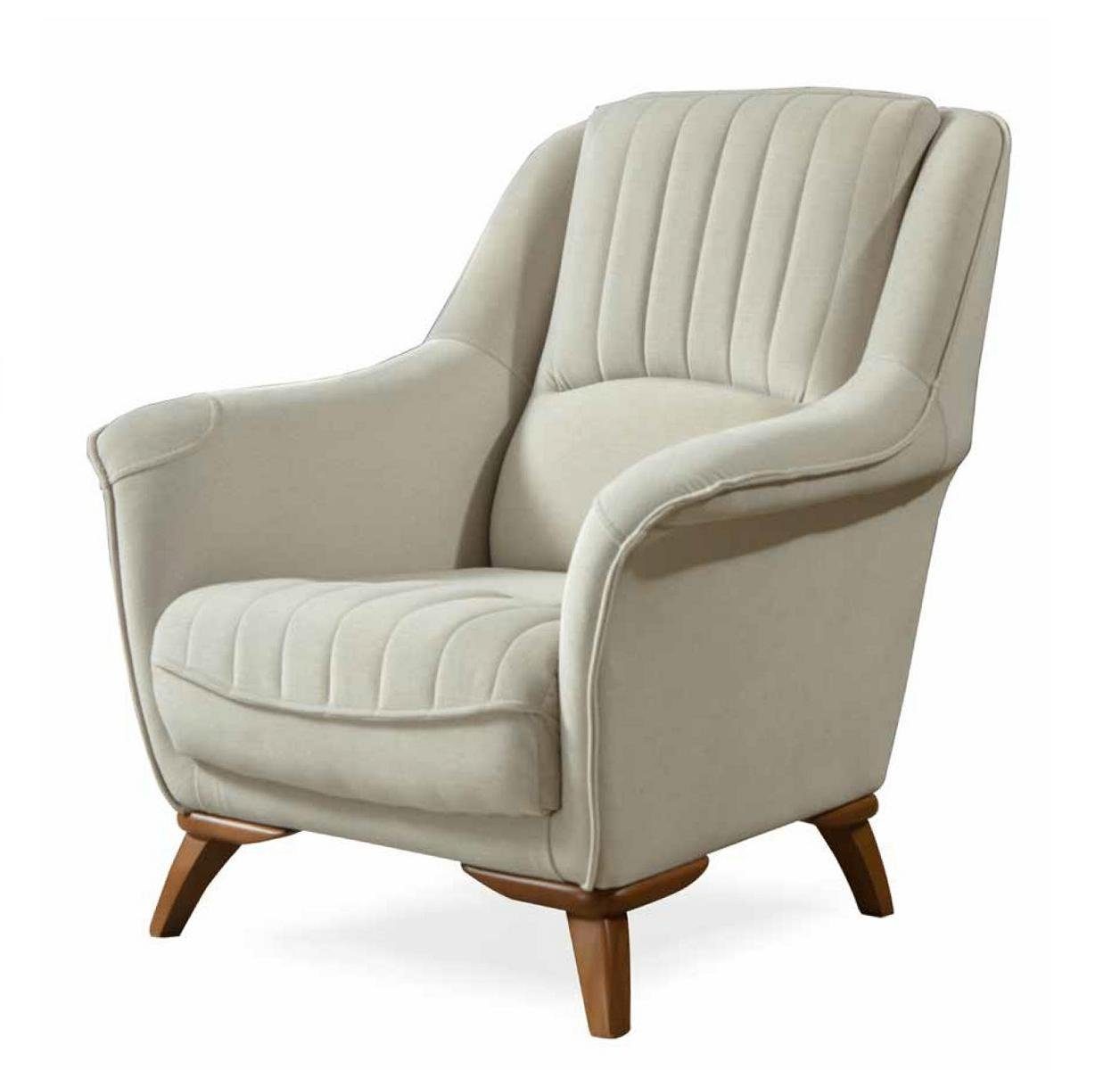 JVmoebel Sessel Sessel Sitz Klassisch Einsitzer Design Weiß Stil Luxus Relax Polster